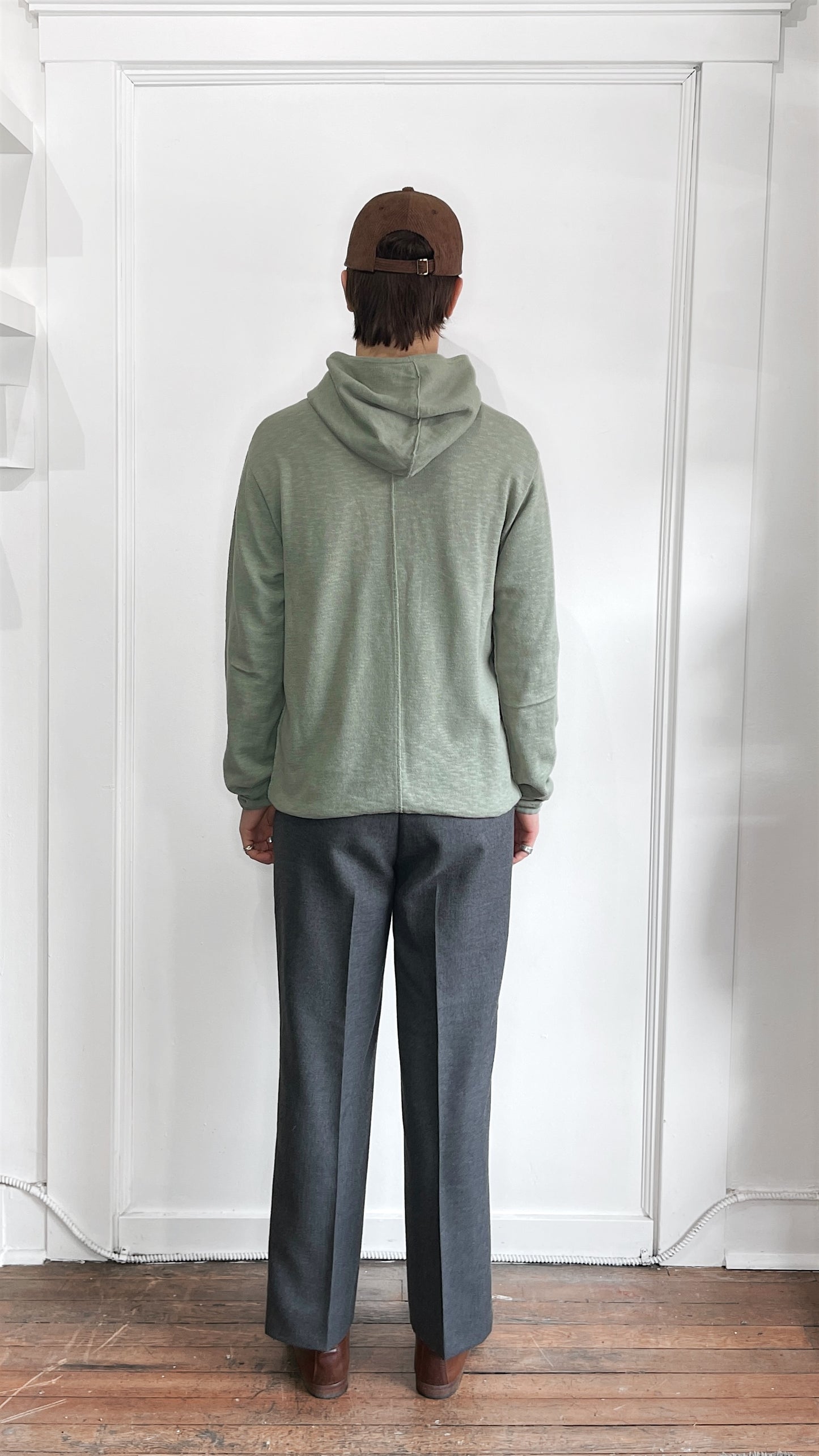 Rag & Bone Light Green Cotton Linen Knit Hoodie Medium