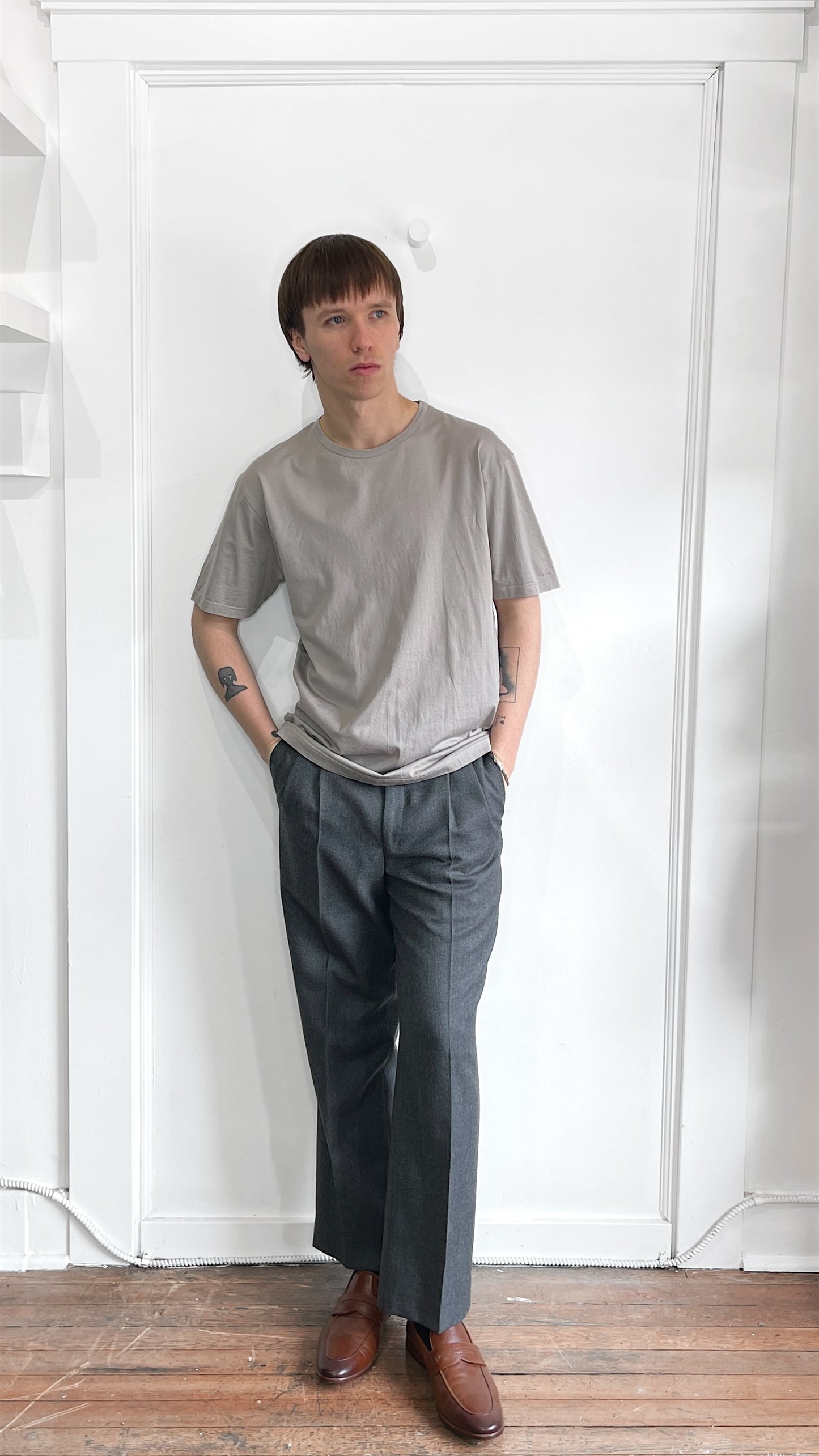 Sunspel Taupe Lightweight Cotton T-Shirt Extra Large