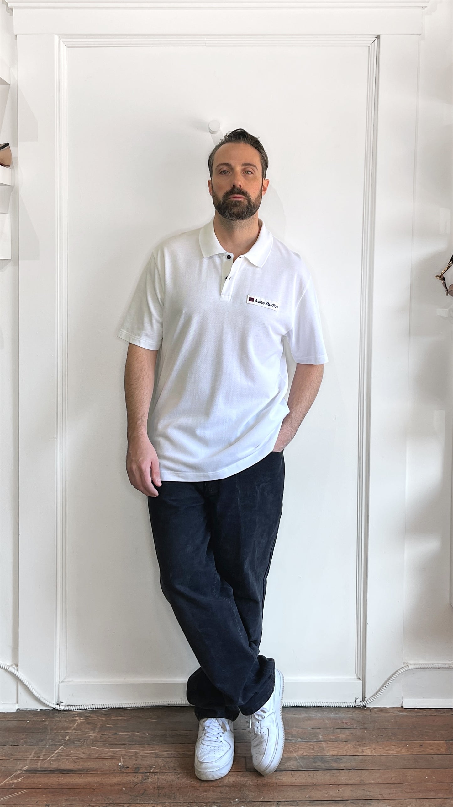 Acne Studios White Patch Chest Logo Polo Shirt XXL