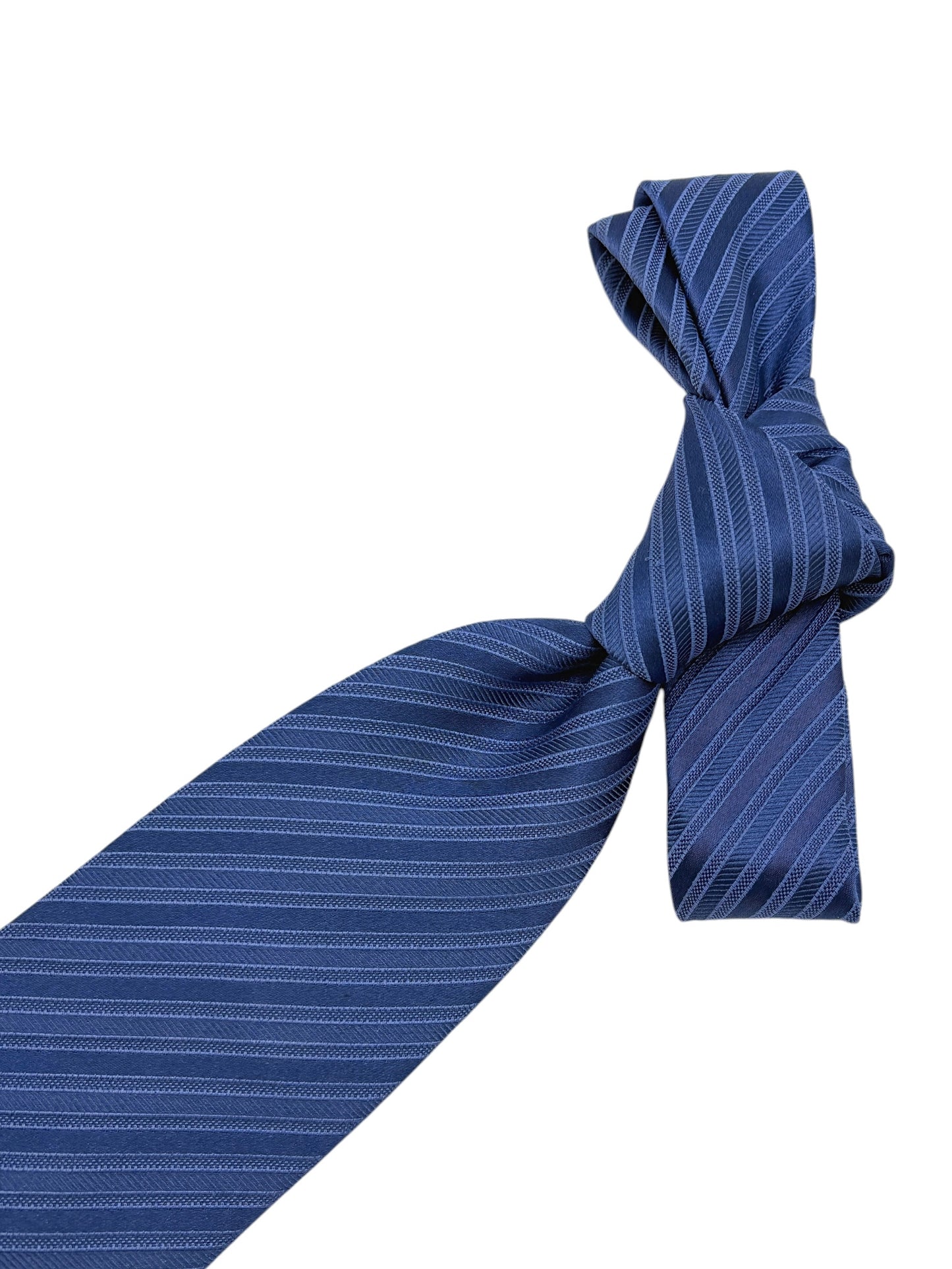 Ermenegildo Zegna Blue Textured Diagonal Stripe Silk Blend Tie