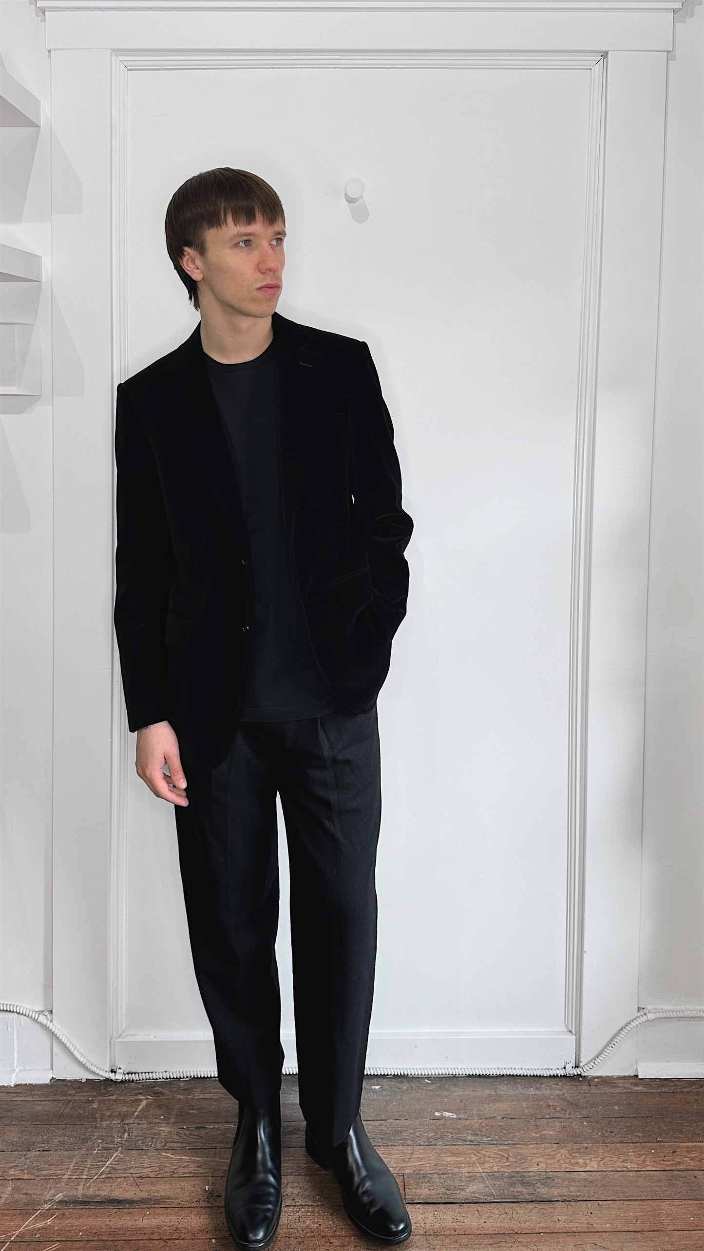 Canali Black Velvet Sport Coat 38