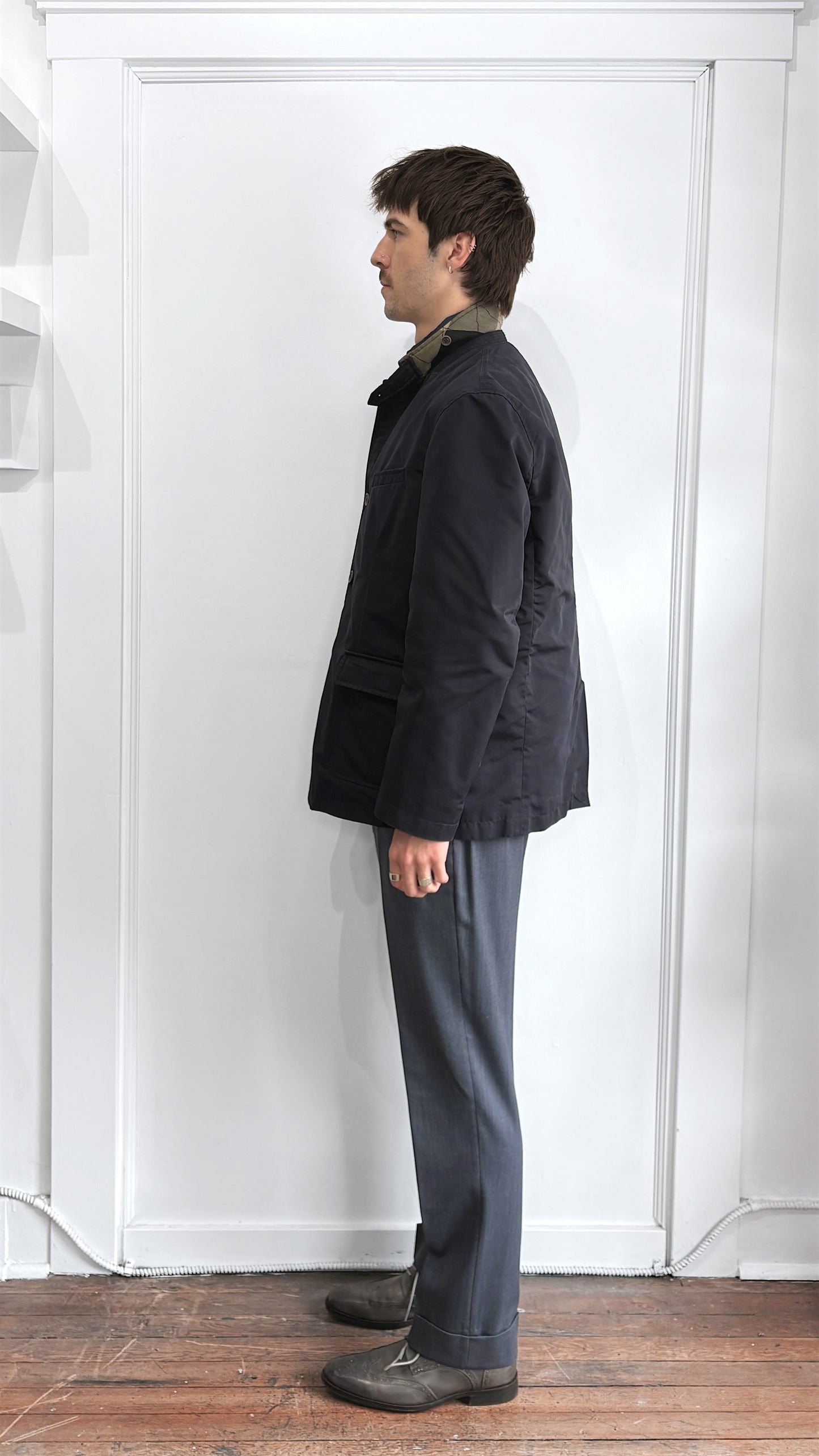 Burberry Brit Navy Nylon Vest-Lined Peacoat Large