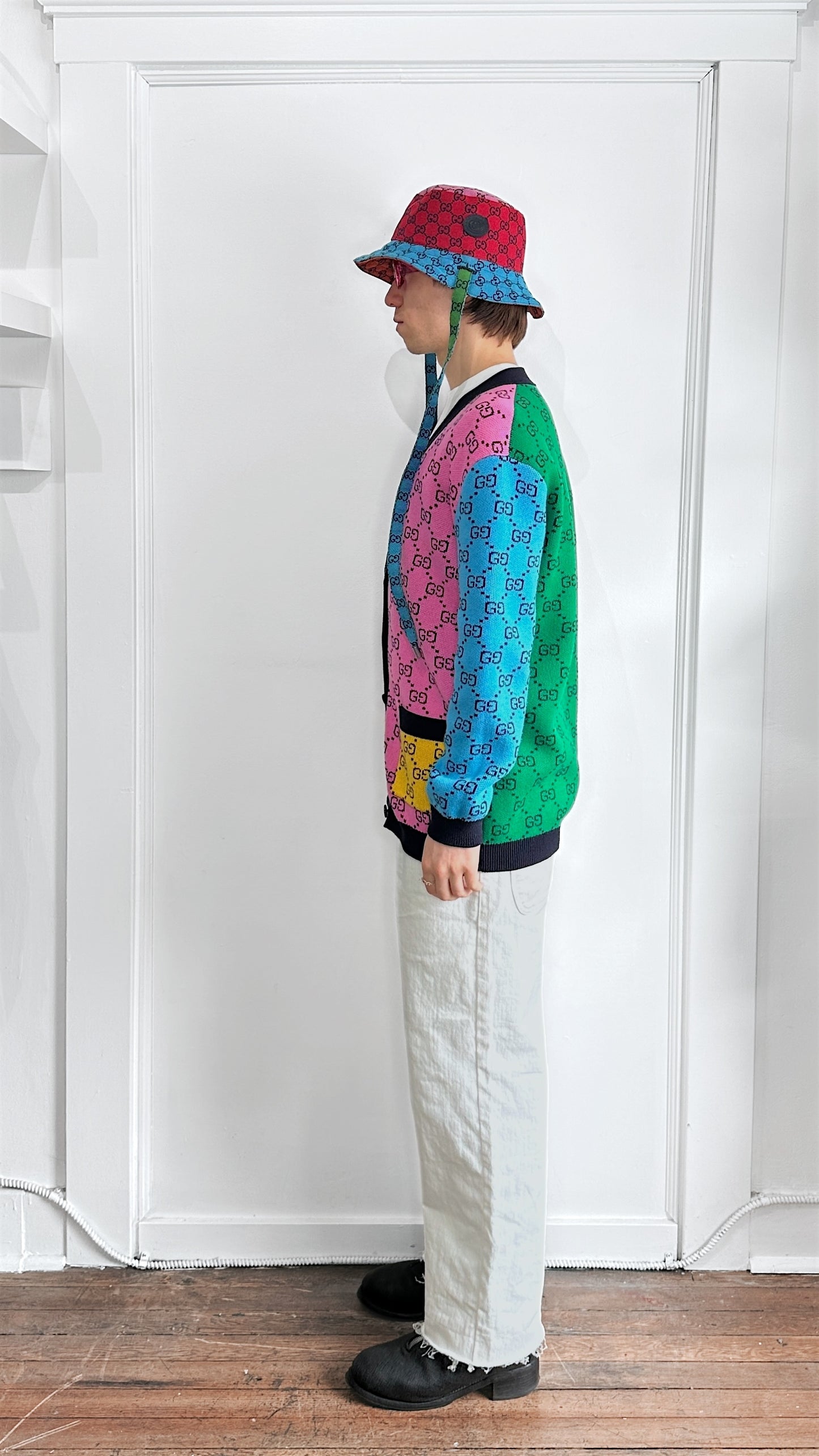 Gucci Multicolour Wool Blend Monogram Cardigan Extra Small