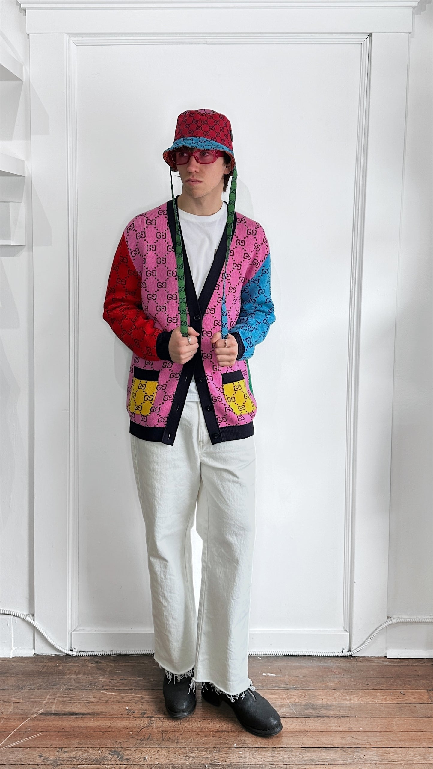 Gucci Multicolour Wool Blend Monogram Cardigan Extra Small