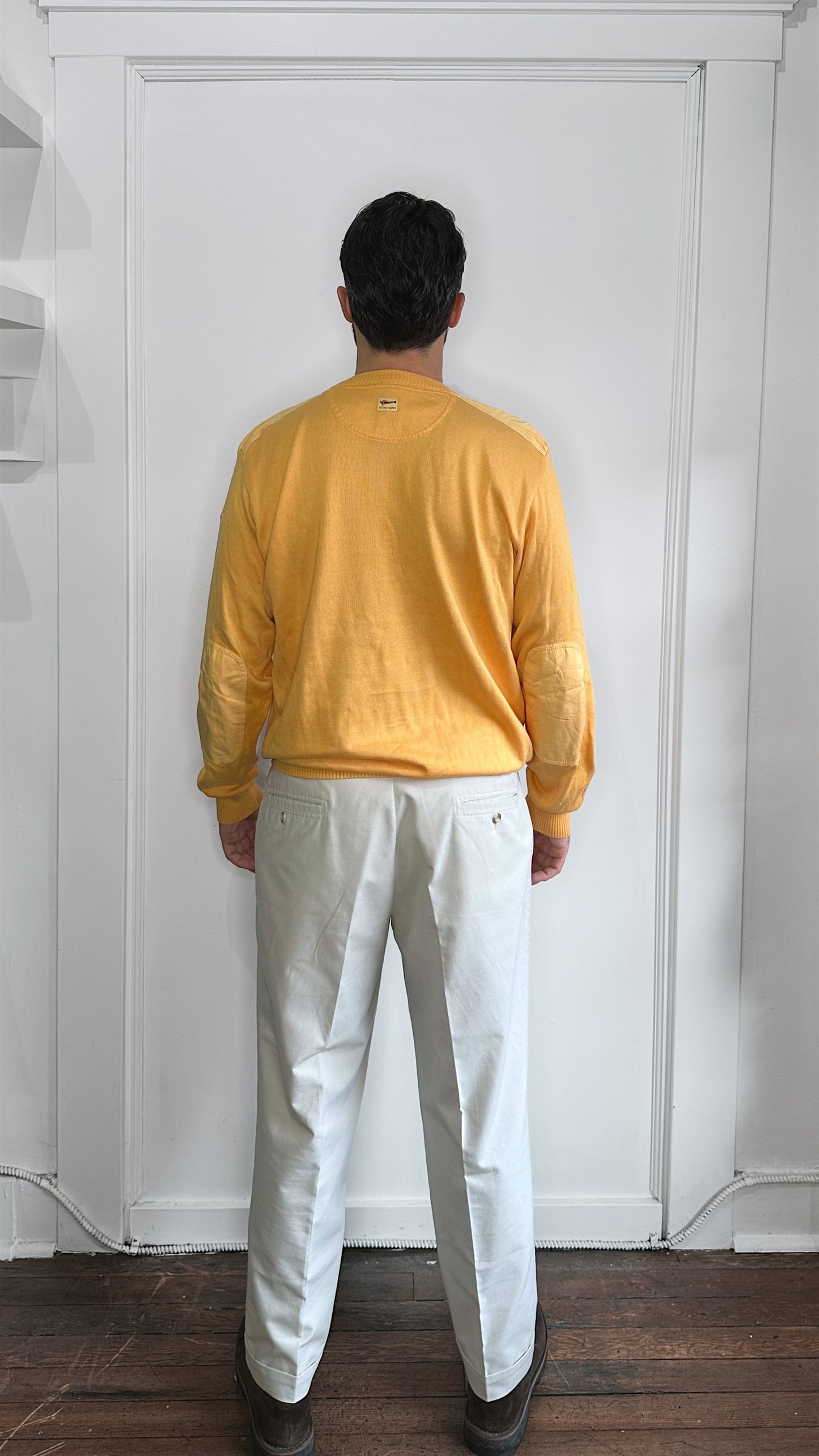 Paul & Shark Light Orange Lightweight Cotton Knit Crewneck Sweater Large