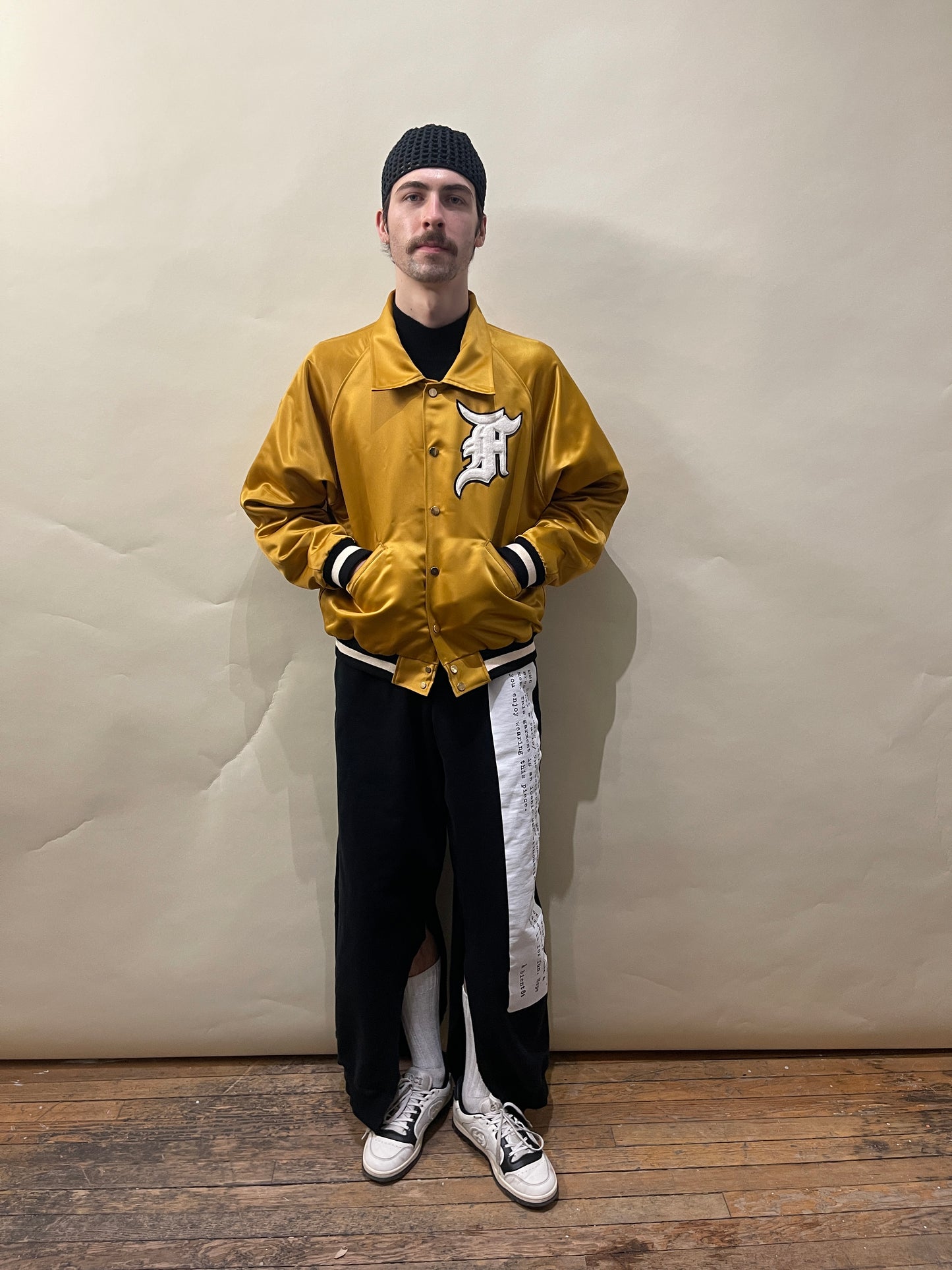 Fear of God Gold Satin Coaches Bomber Jacket Large - L