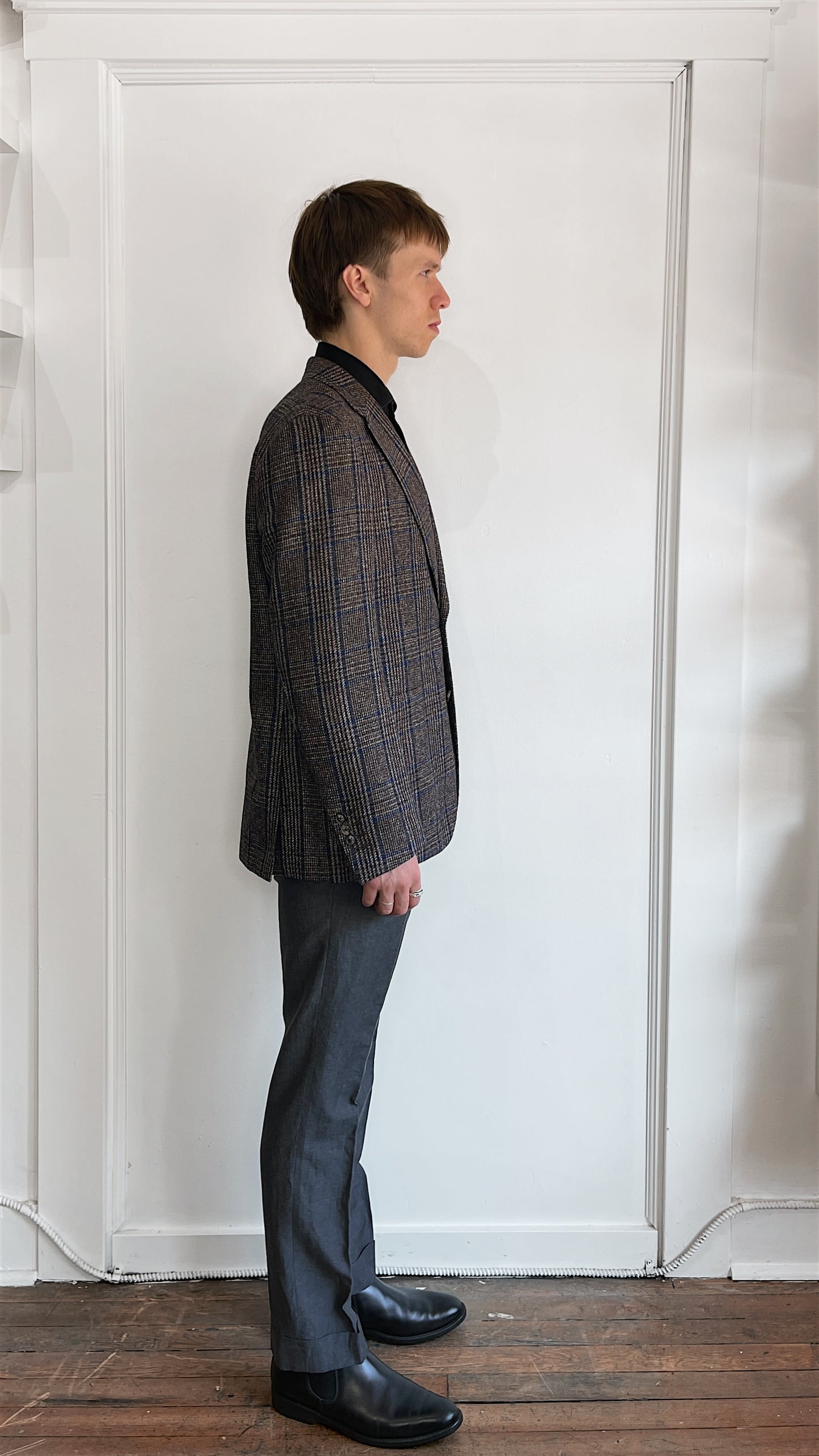 Canali Brown & Blue Glen Check Wool Alpaca Sport Coat 40R