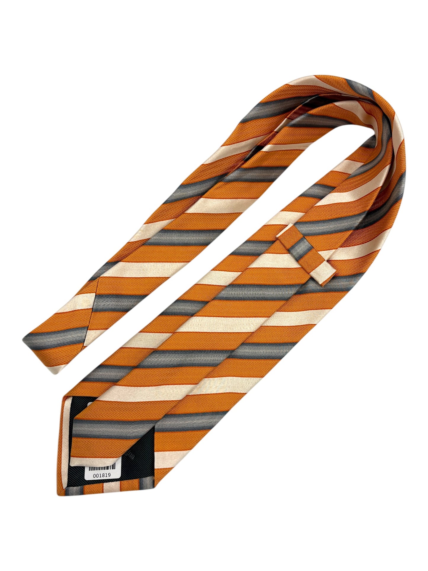 Ermenegildo Zegna Orange & Grey Striped Silk Tie