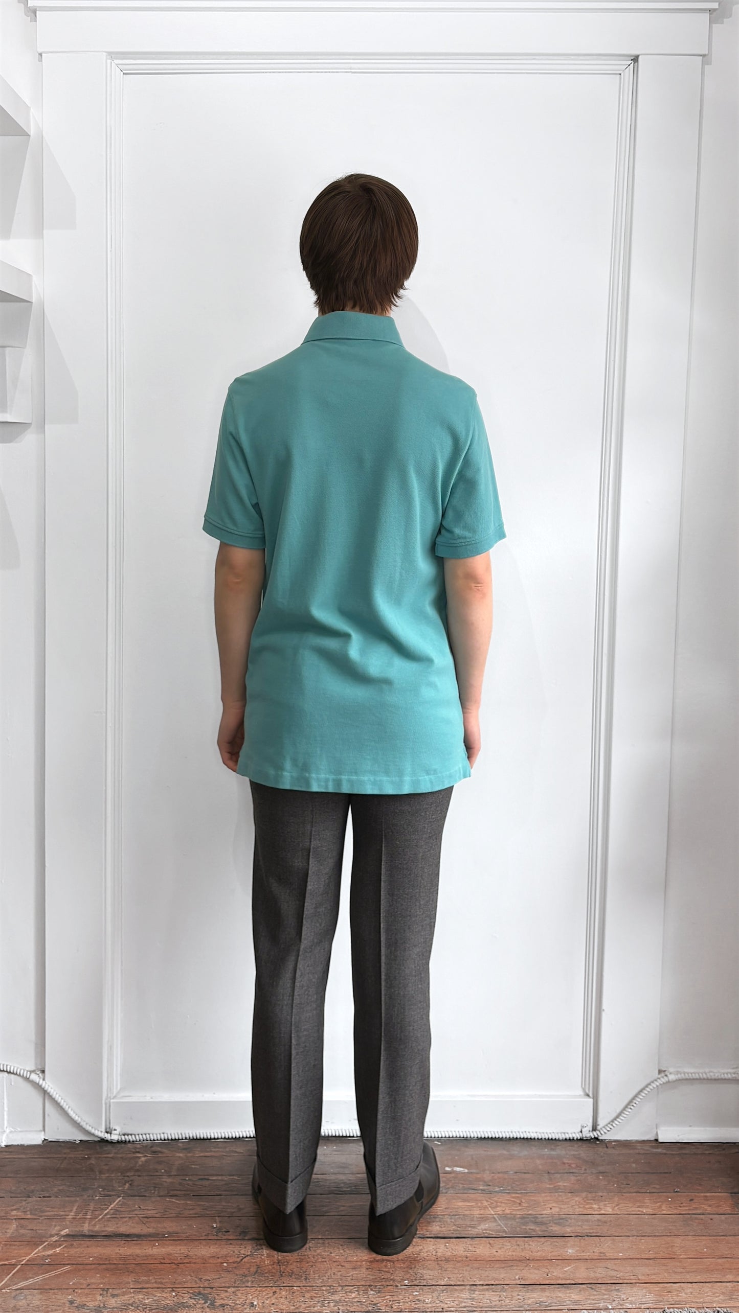 Burberry Brit Teal Blue Chest Logo Cotton Polo Shirt Large