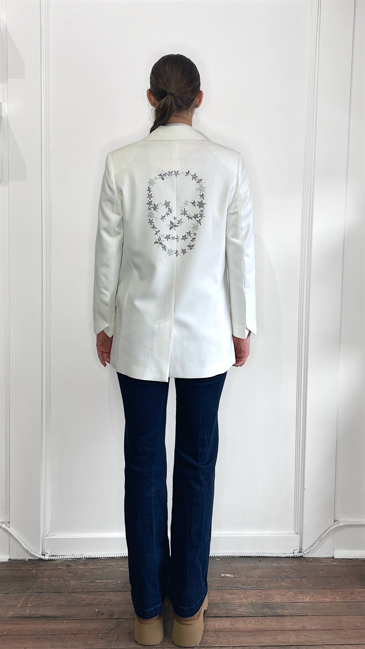 Zadig & Voltaire White Peak Lapel Single Button Blazer EU 38