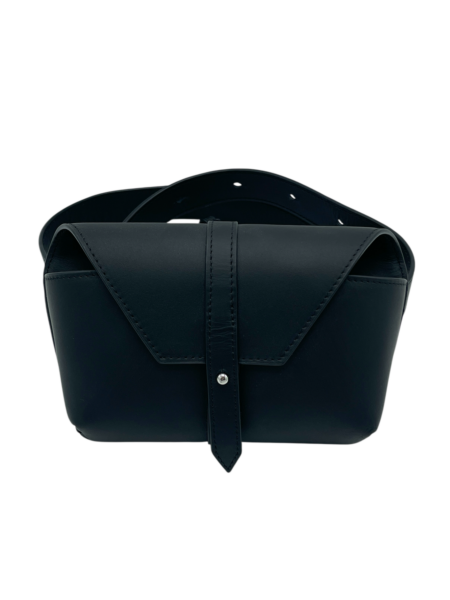 Want Les Essentiels Black Leather Small Waist Bag