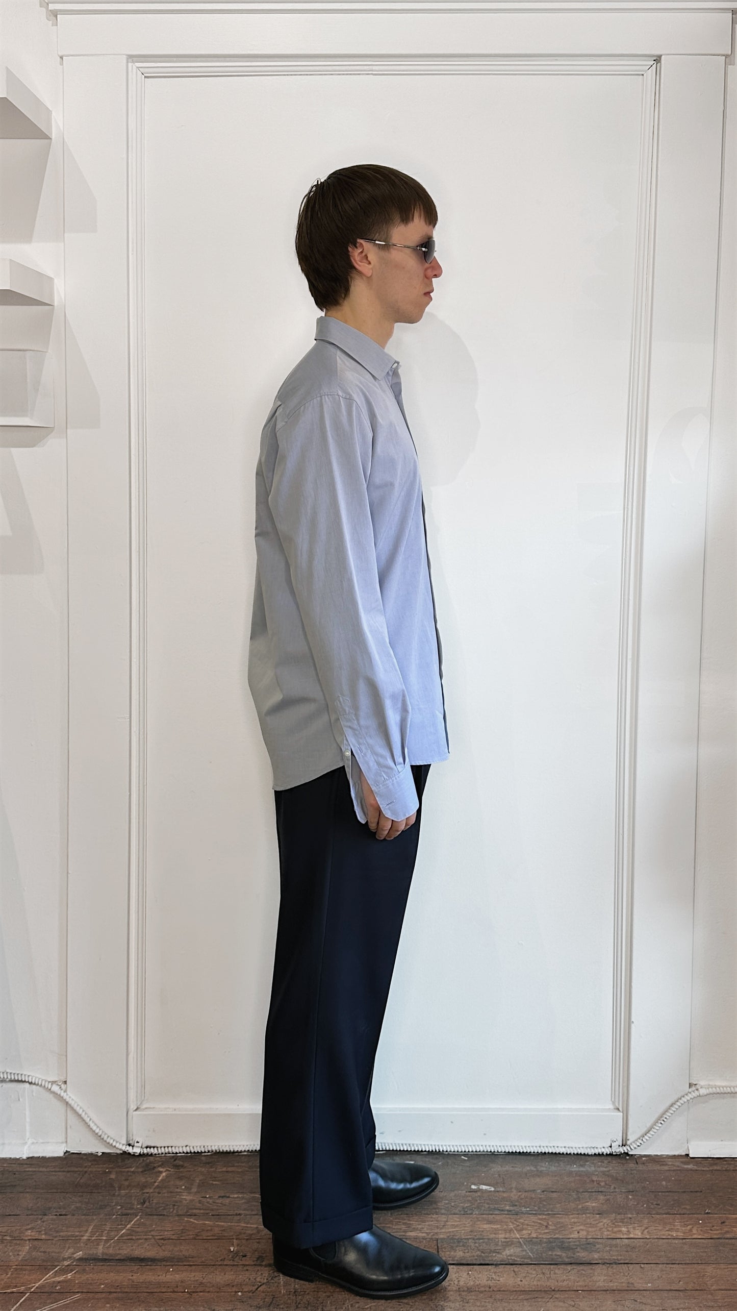 Sunspel Light Blue Cotton Button Up Shirt Medium