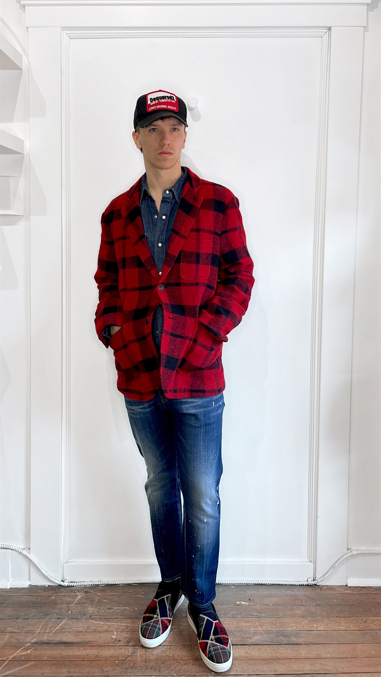 Brooks Brothers Red Fleece Red Buffalo Check Plaid Sport Coat L