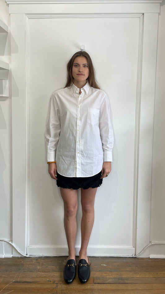 Brunello Cucinelli White Heavy Cotton Pocket Dress Shirt Medium
