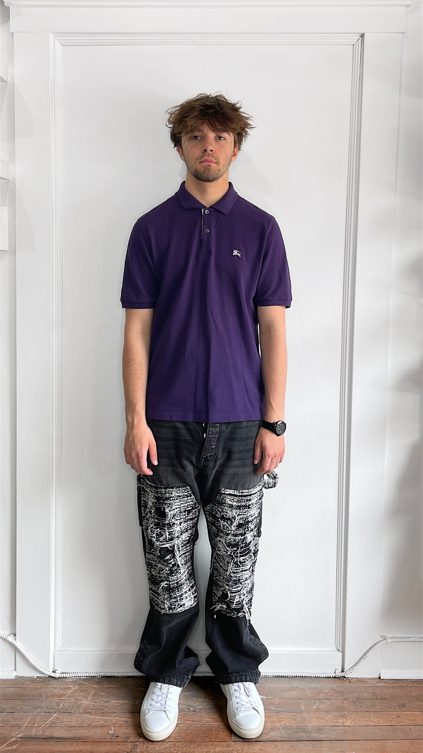 Burberry Purple SS Polo Shirt Medium