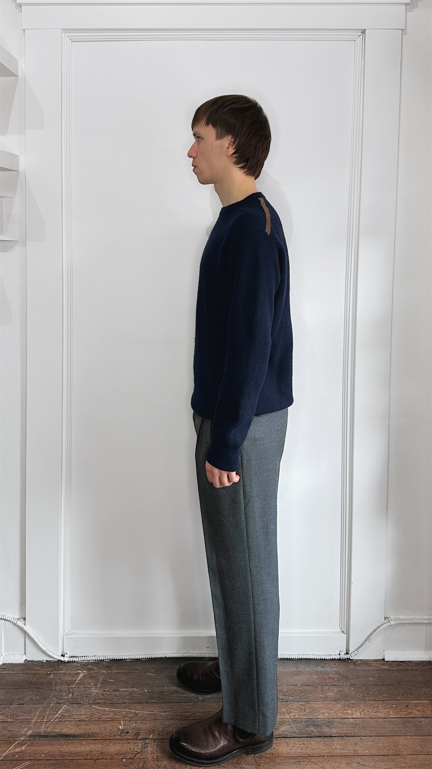 Ermenegildo Zegna Navy Blue Cashmere Knit Crewneck Sweater Extra Large