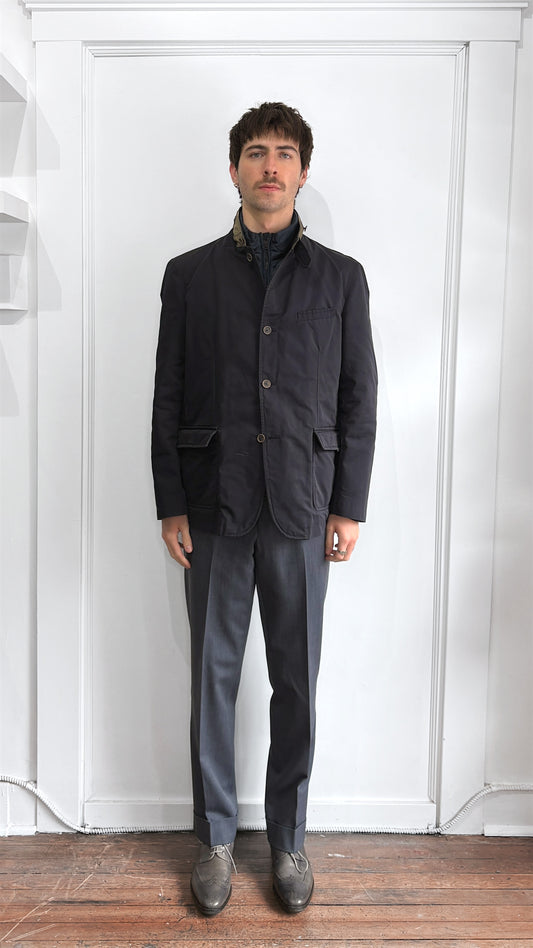 Burberry Brit Navy Nylon Vest-Lined Peacoat Large