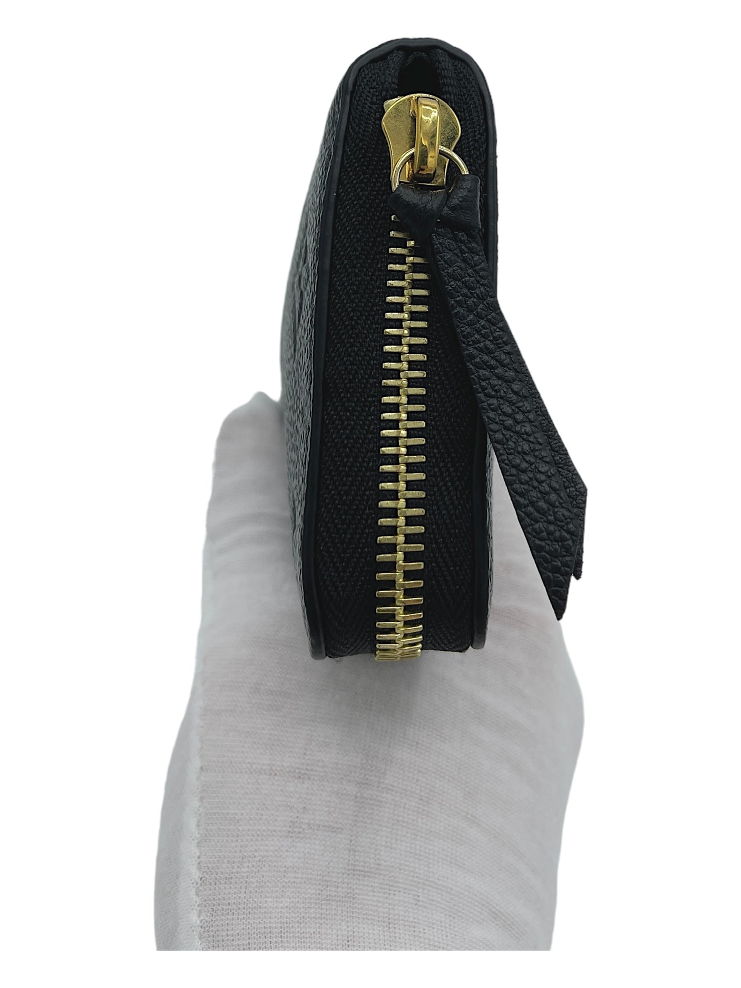 Louis Vuitton Black Embossed Monogram Leather Zippy Wallet