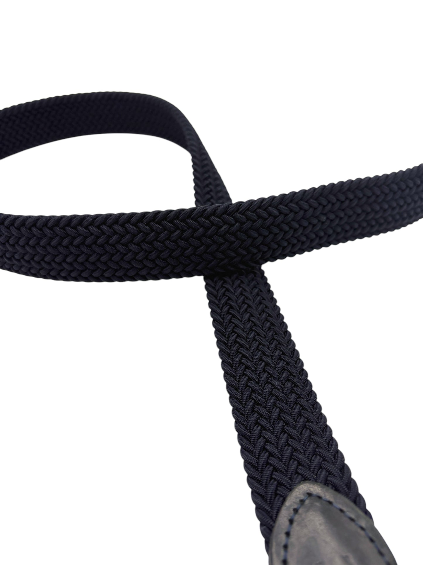Canali Midnight Navy Woven Stretch Belt 36