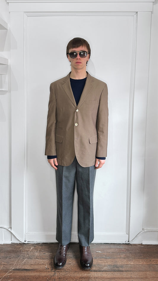 Brunello Cucinelli Light Brown Herringbone Cotton Sport Coat 40
