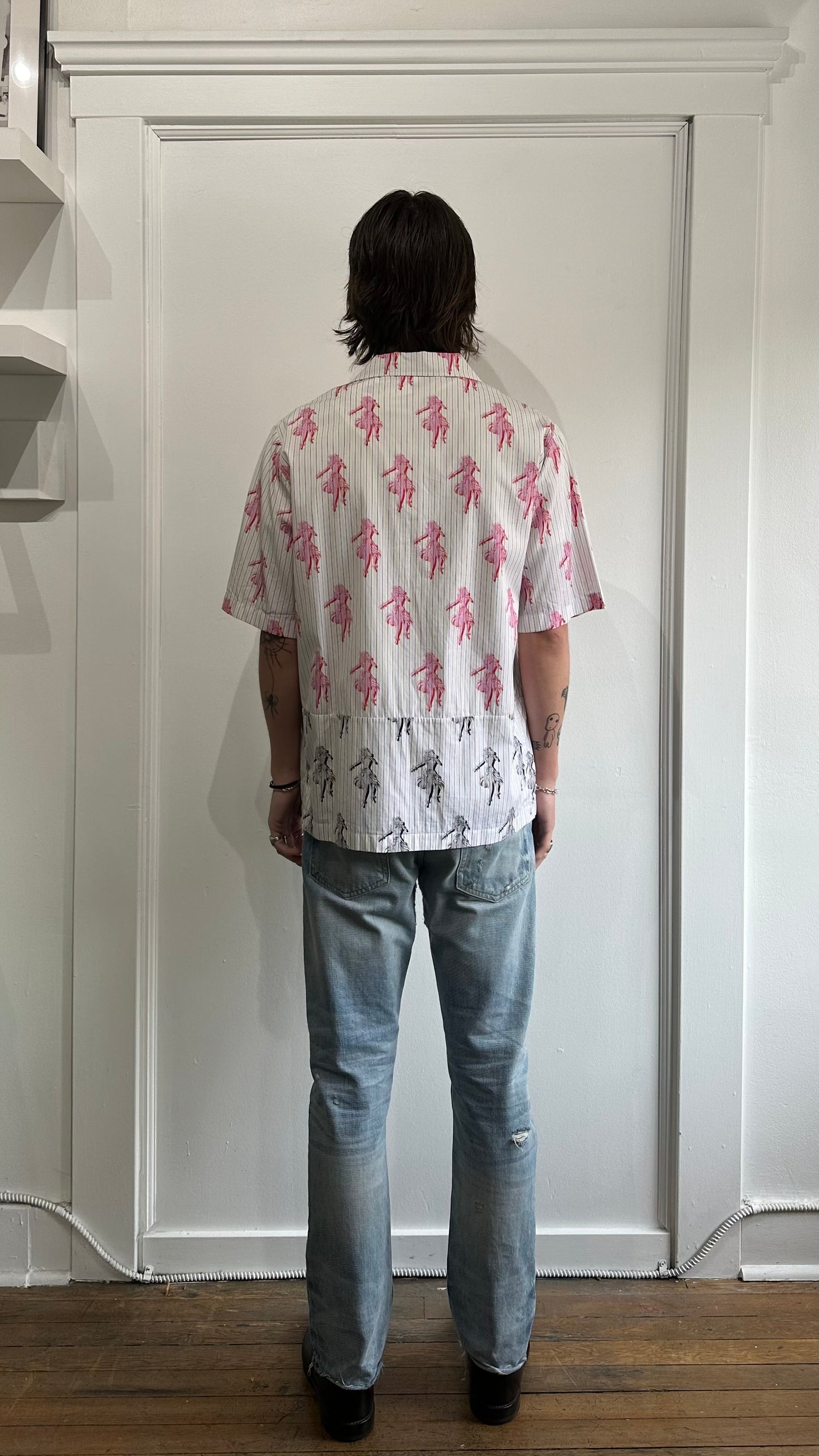 McQ Alexander McQueen White & Multicolour All Over Print SS Camp Collar Shirt 42