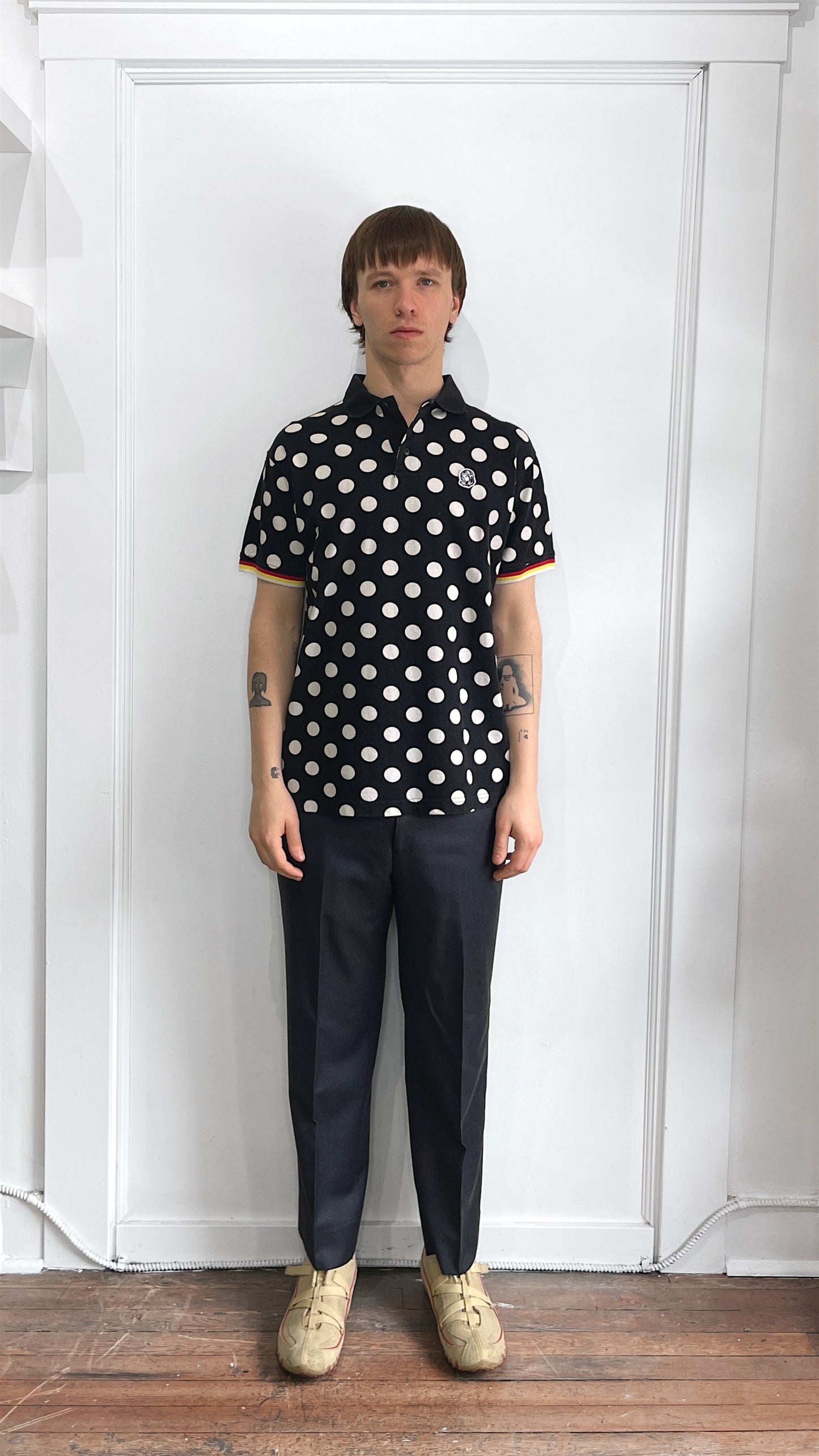 Billionaire Boys Club Black & White Polka Dot Polo Shirt Medium