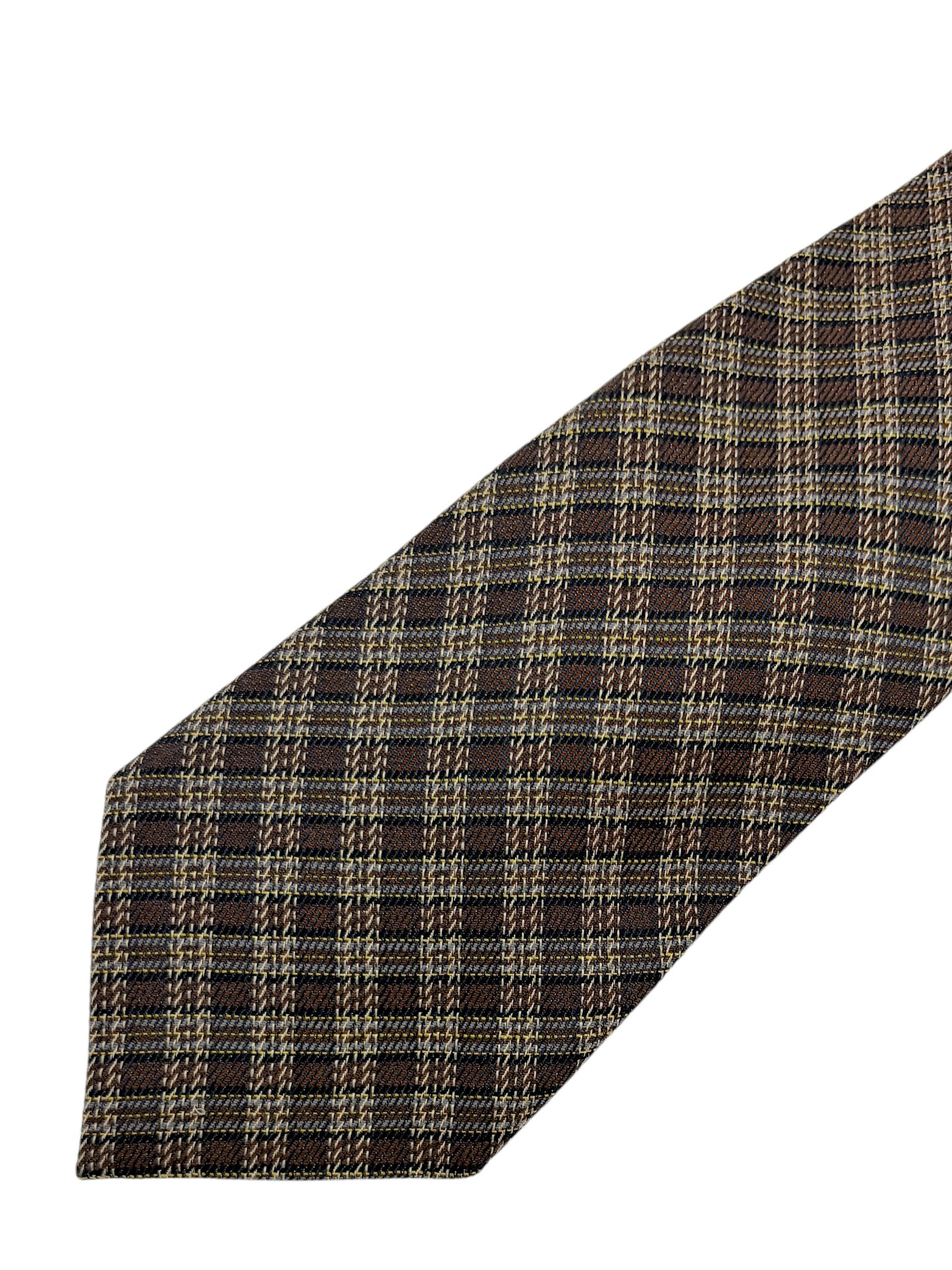 Gucci Black, Brown, & Yellow Plaid Silk Tie