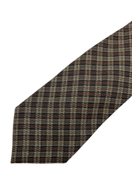 Gucci Black, Brown, & Yellow Plaid Silk Tie