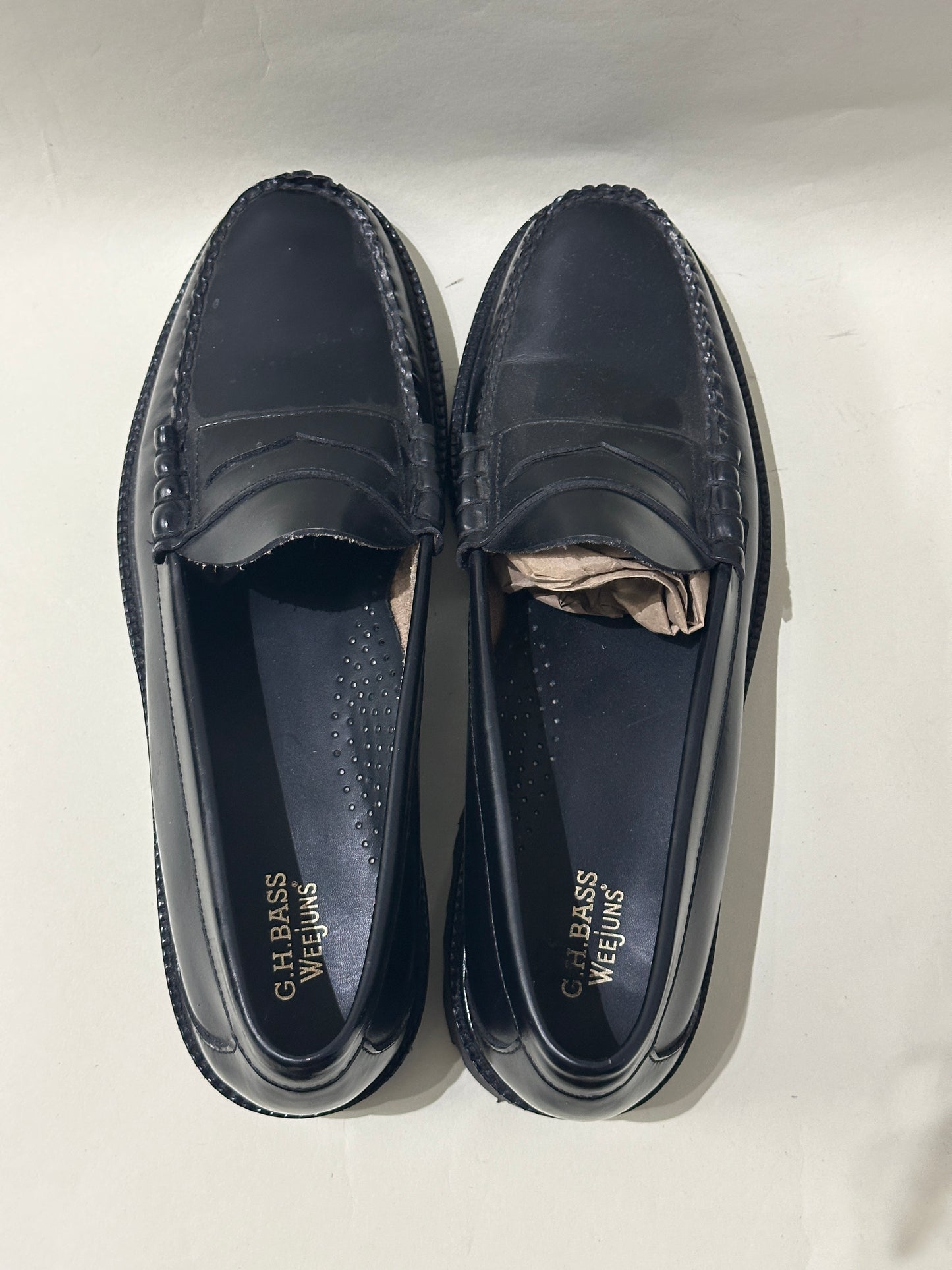 G.H. Bass Black Leather Lug Sole Penny Loafers 12 M / 13.5 W