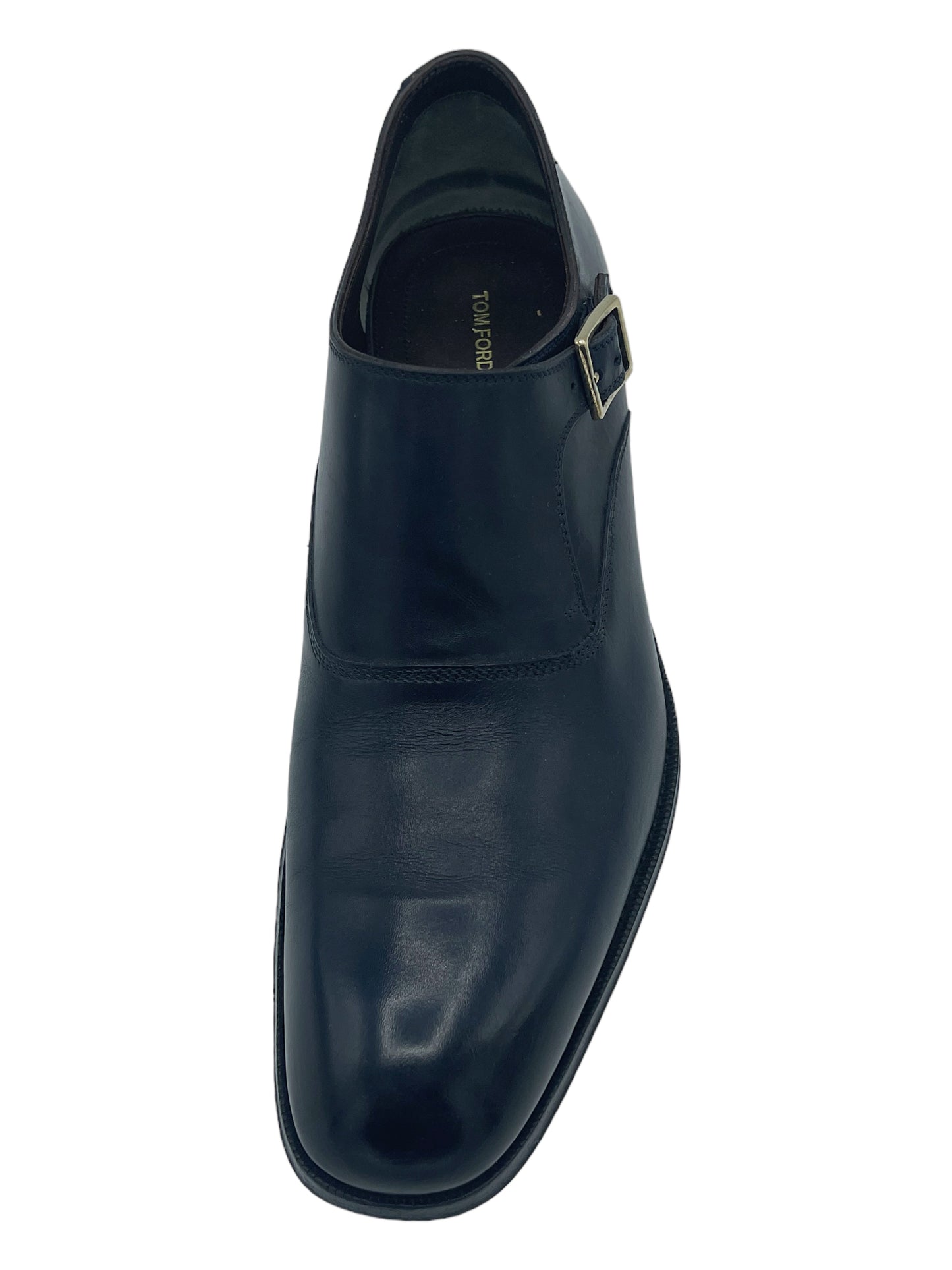 Tom Ford Blue Leather Single Monk Strap Dress Shoes