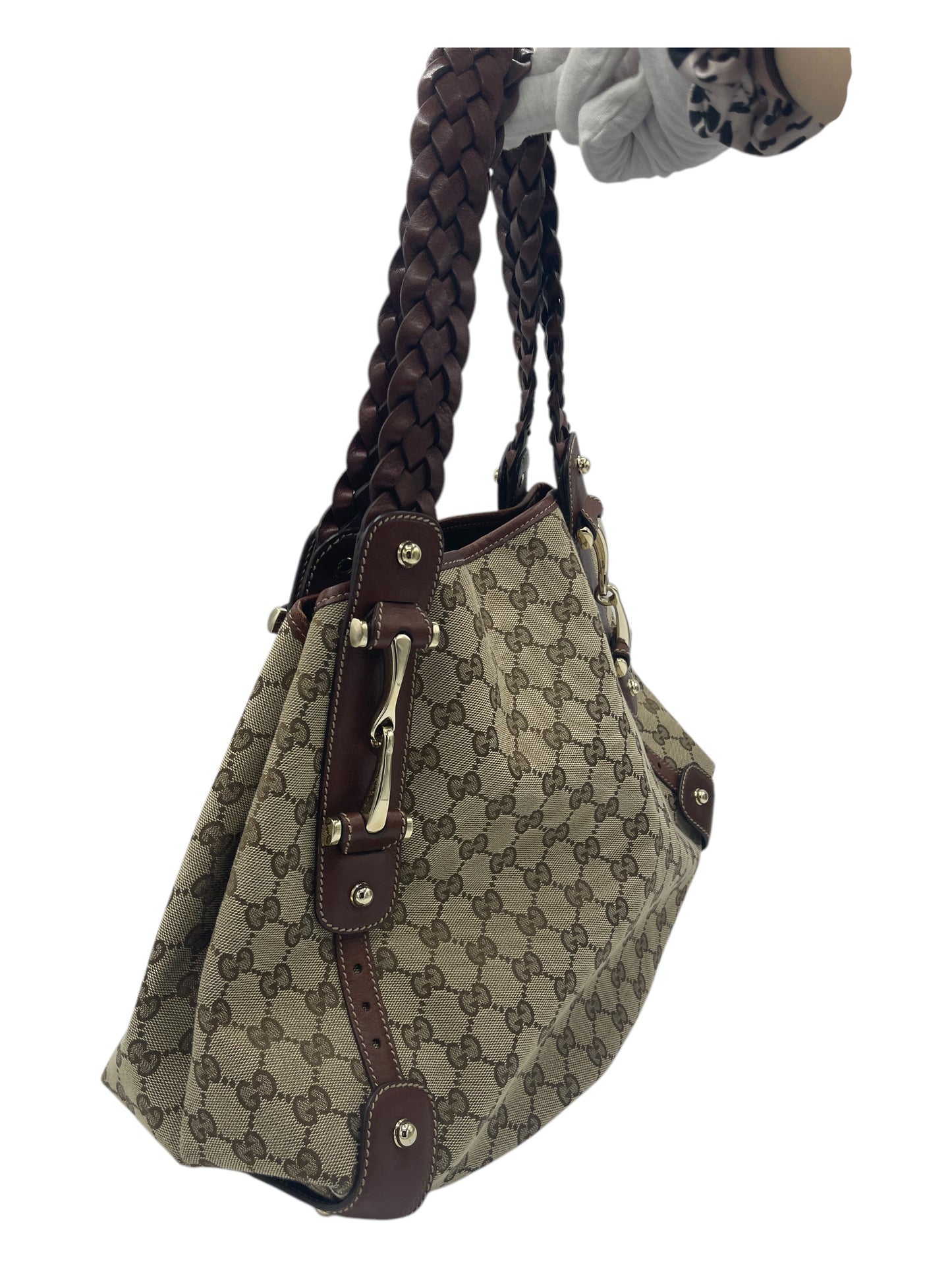 Gucci Brown & Tan Leather & Canvas Pelham Tote Bag