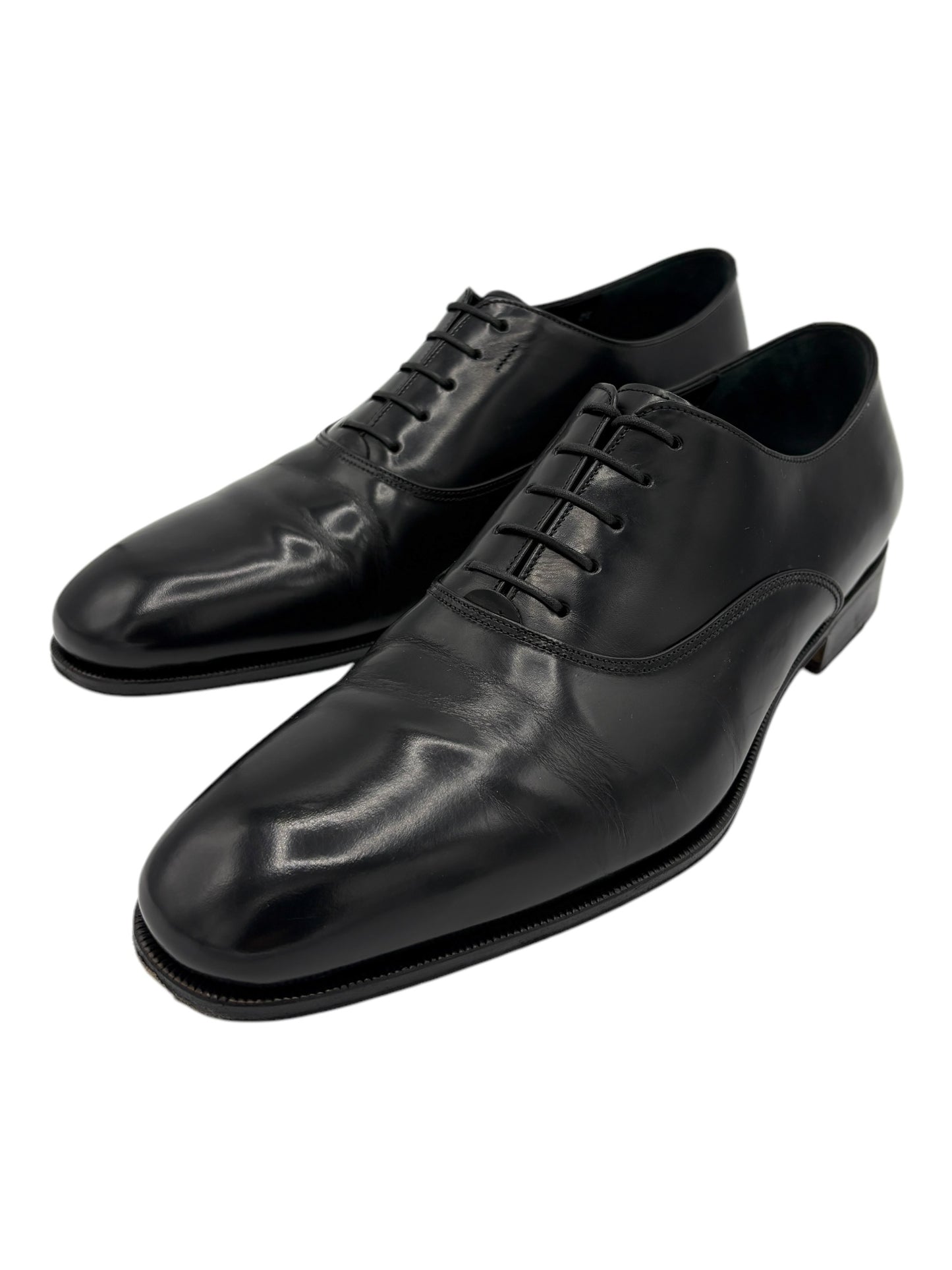 Salvatore Ferragamo Black Smooth Leather Oxford Dress Shoes 9 M / 10.5 W