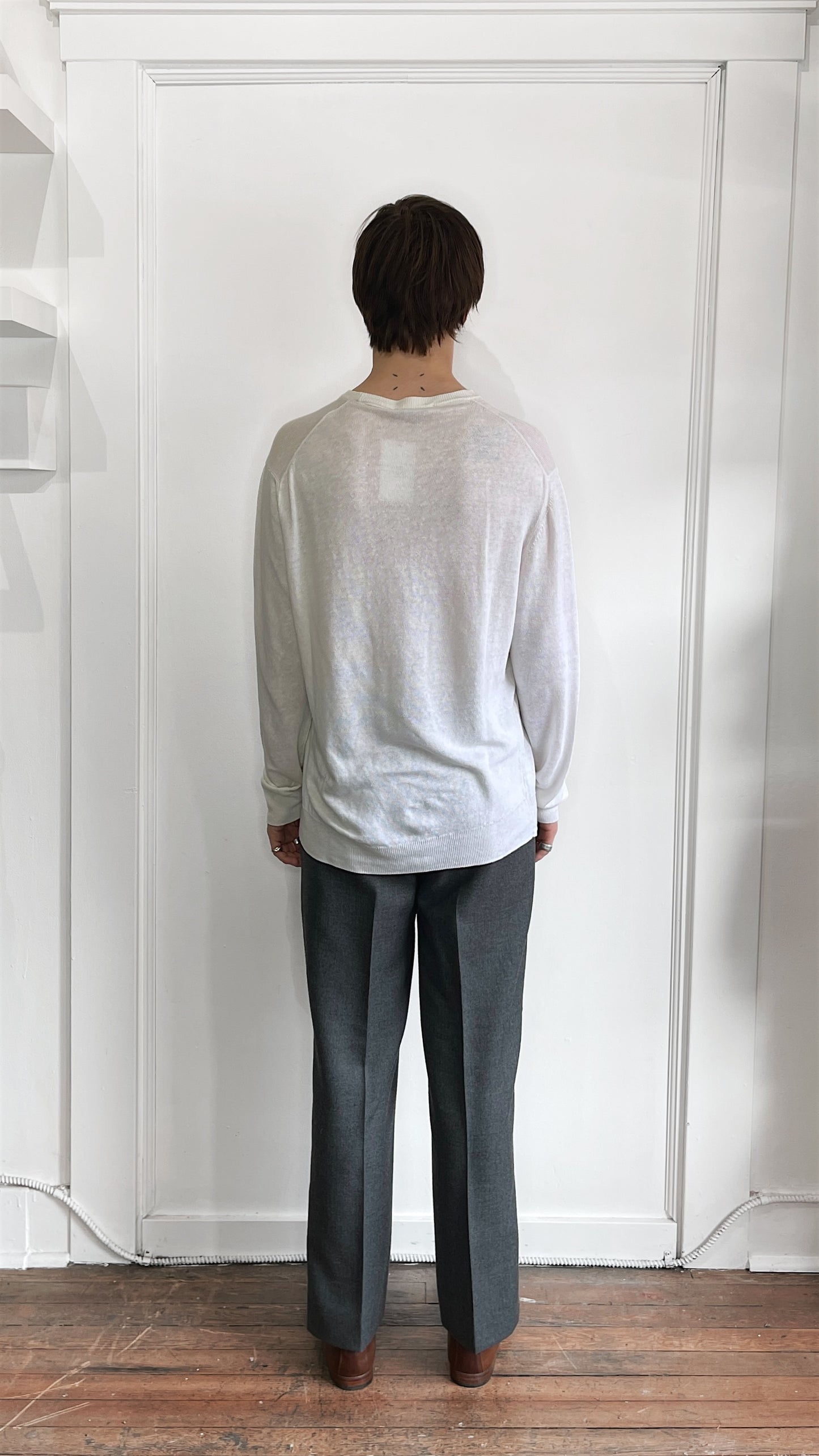 Ermenegildo Zegna Off White Linen Knit Crewneck Sweater Large