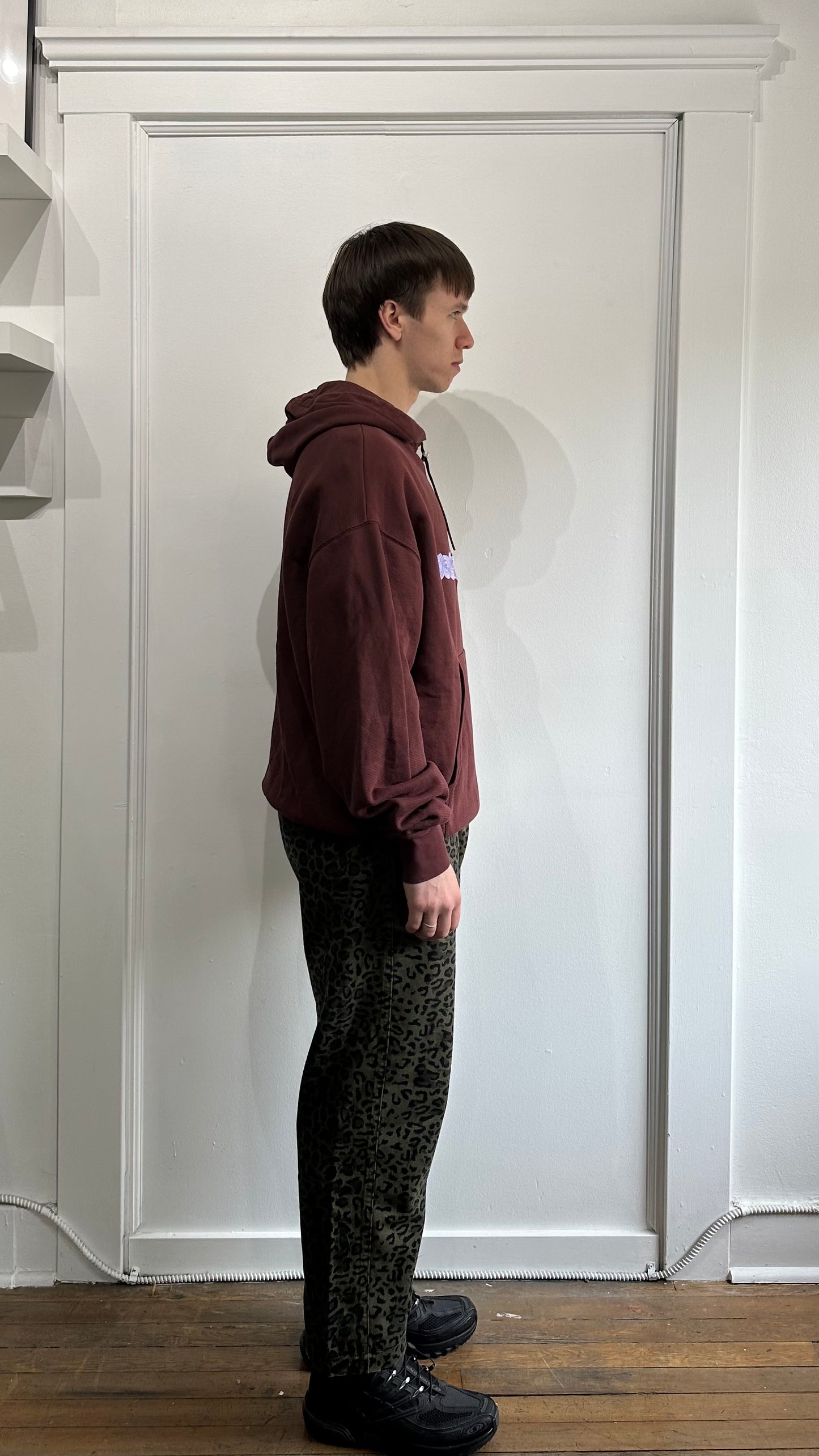 Jacquemus Maroon Swirly Logo Hoodie Small