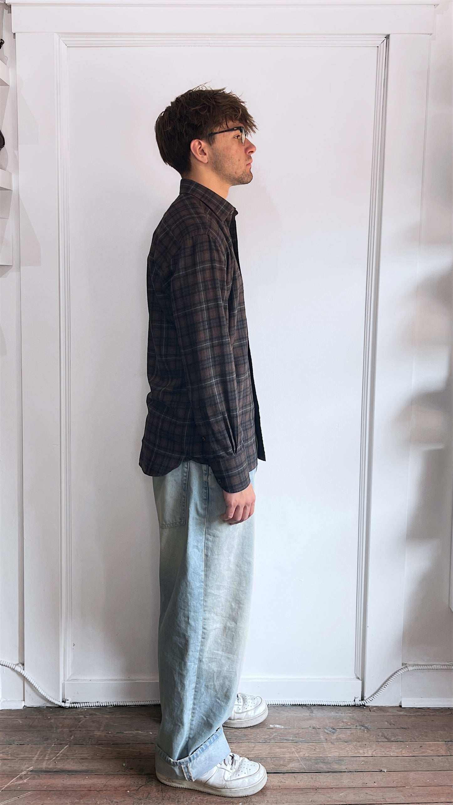 Tom Ford Brown & Black Plaid Cotton Flannel Shirt 16