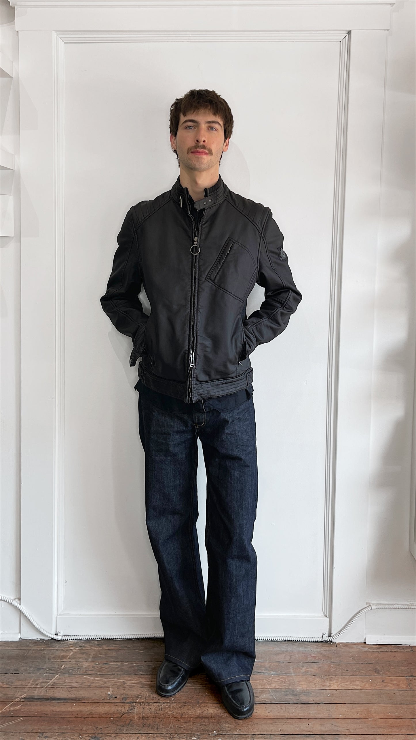 Belstaff Black Waxed Cotton Moto Jacket 40