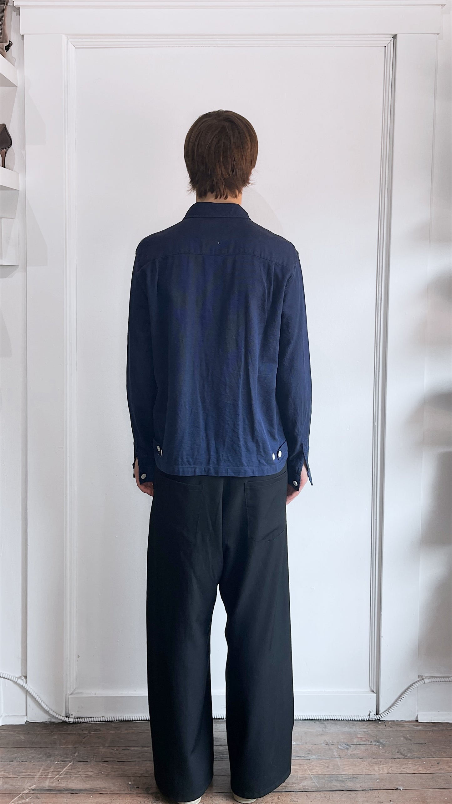 Our Legacy Navy Blue Lightweight Cotton Zip Up Overshirt 38