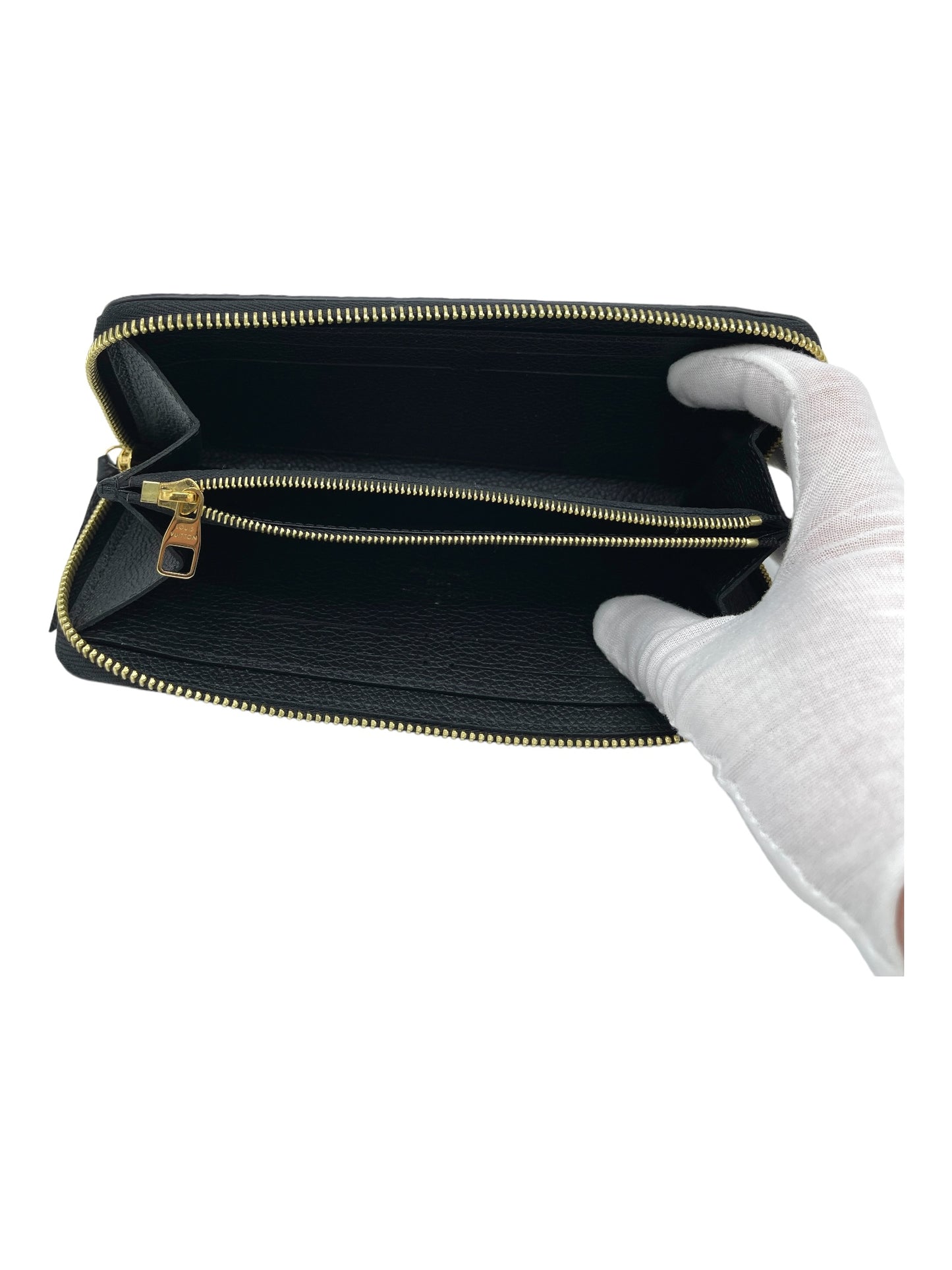 Louis Vuitton Black Embossed Monogram Leather Zippy Wallet