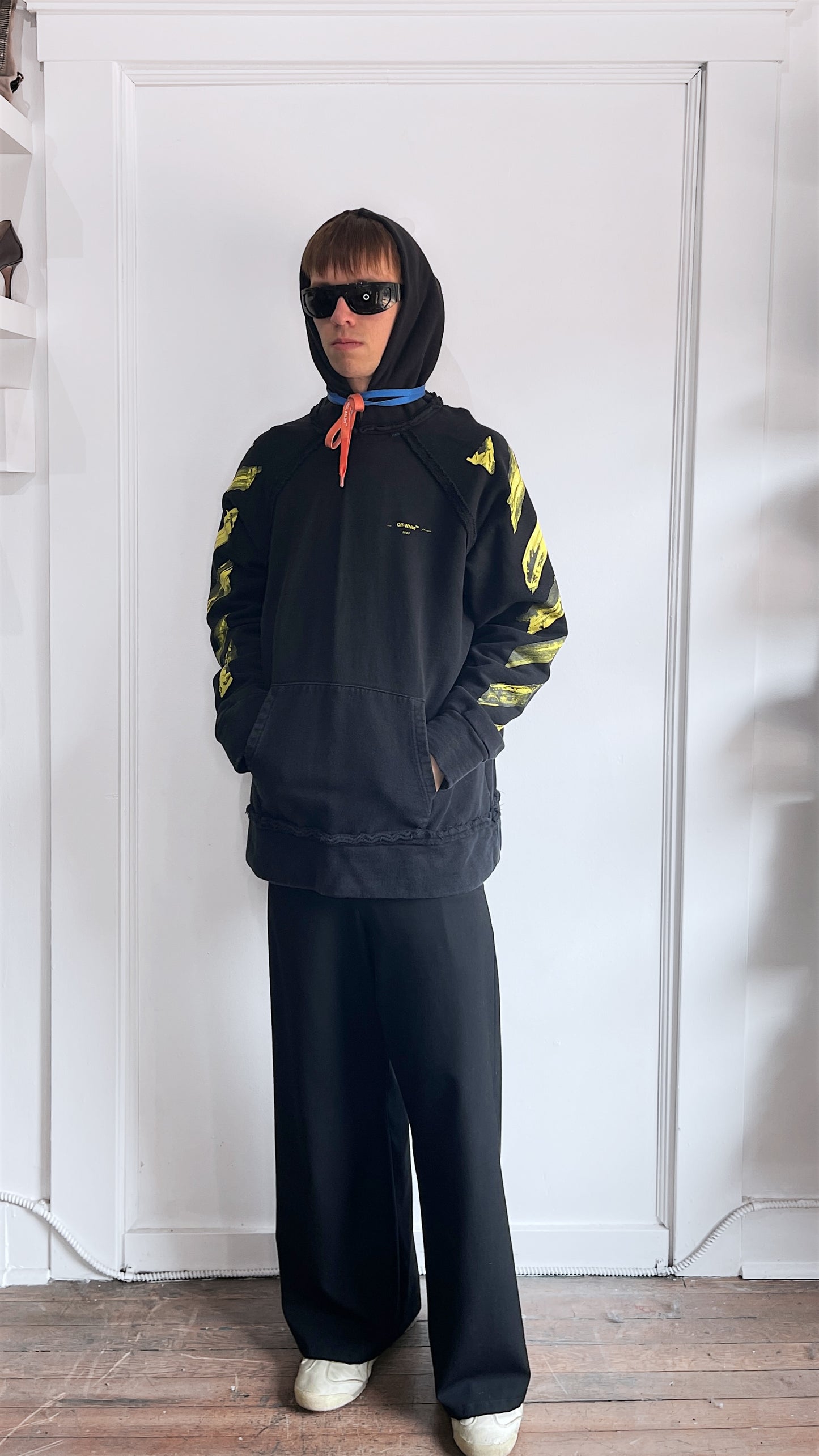 Off-White Black & Yellow 2019 Arrows Hoodie Small