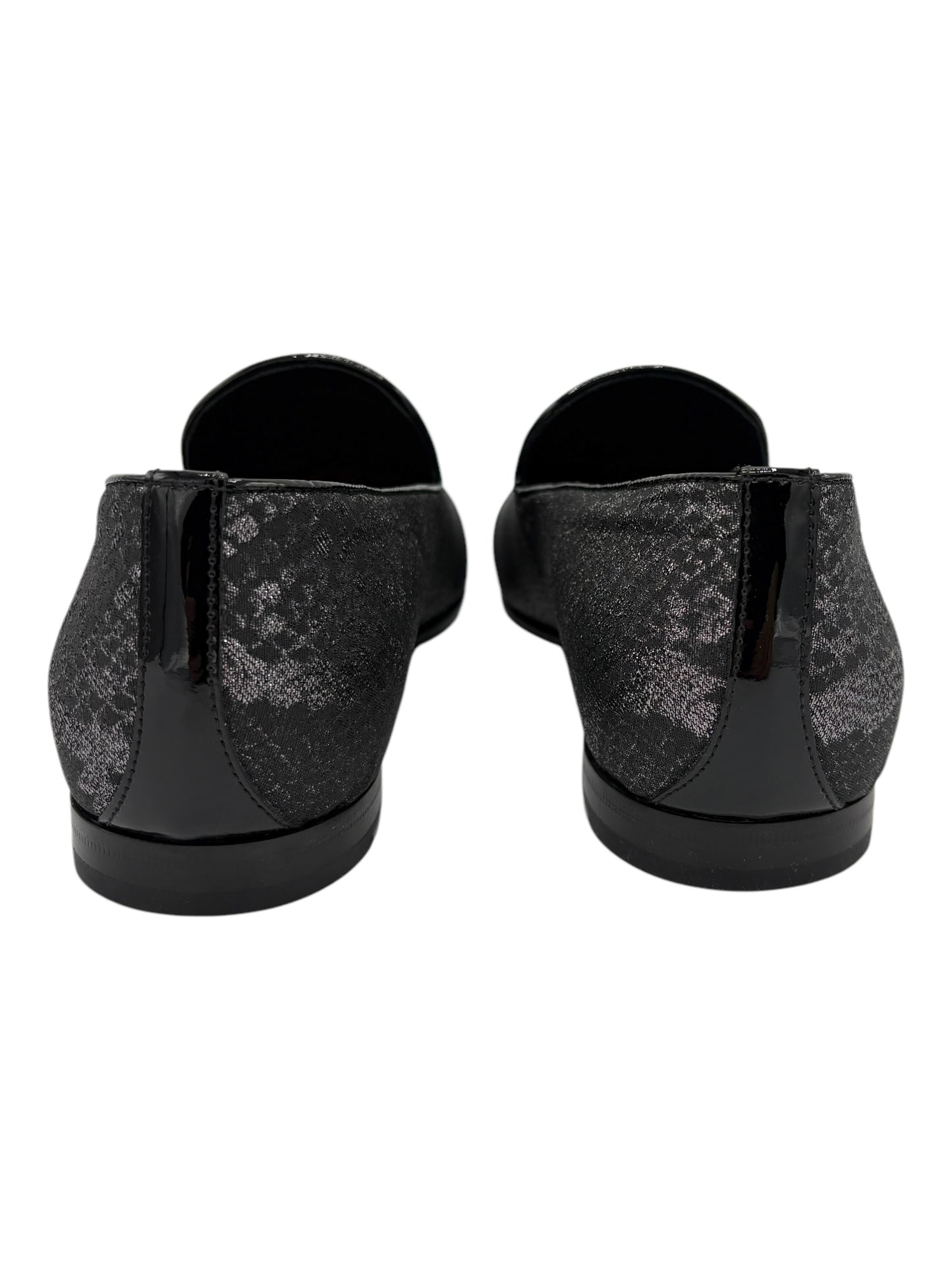Jimmy Choo Charcoal Grey Glitter Snake Print Loafers 11 M / 12.5 W