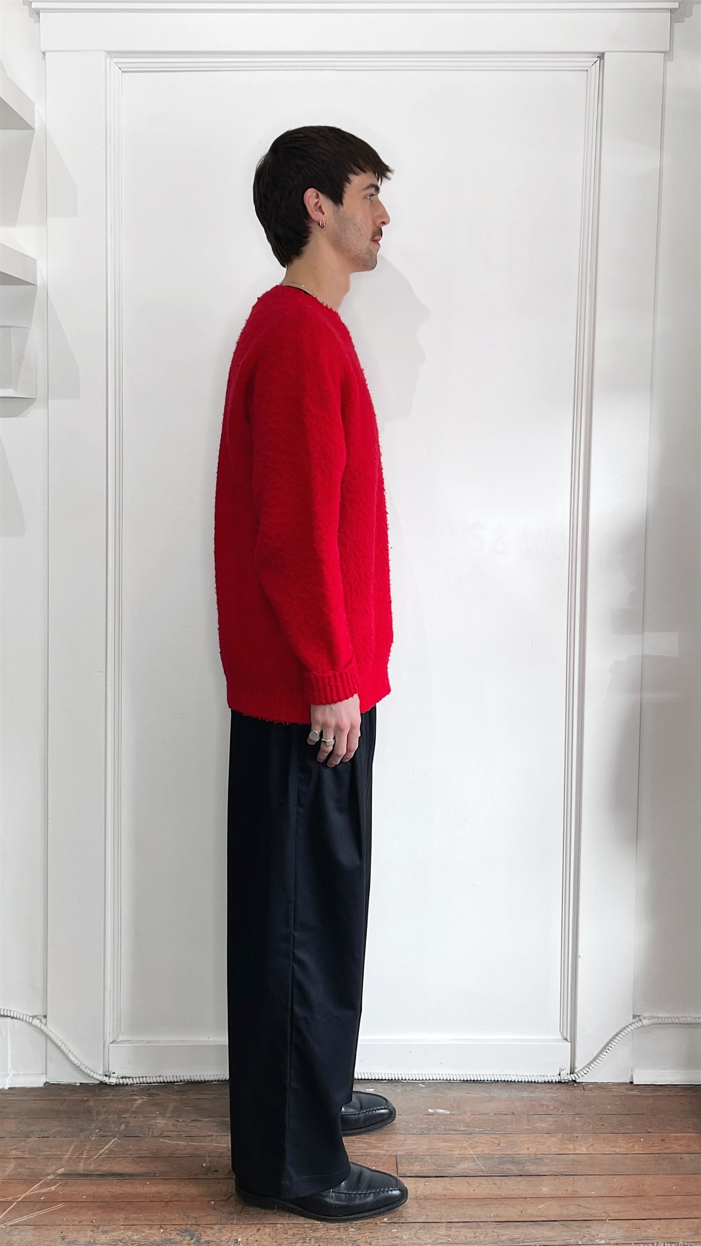 J. Press Red Shetland Wool Crewneck Sweater Large