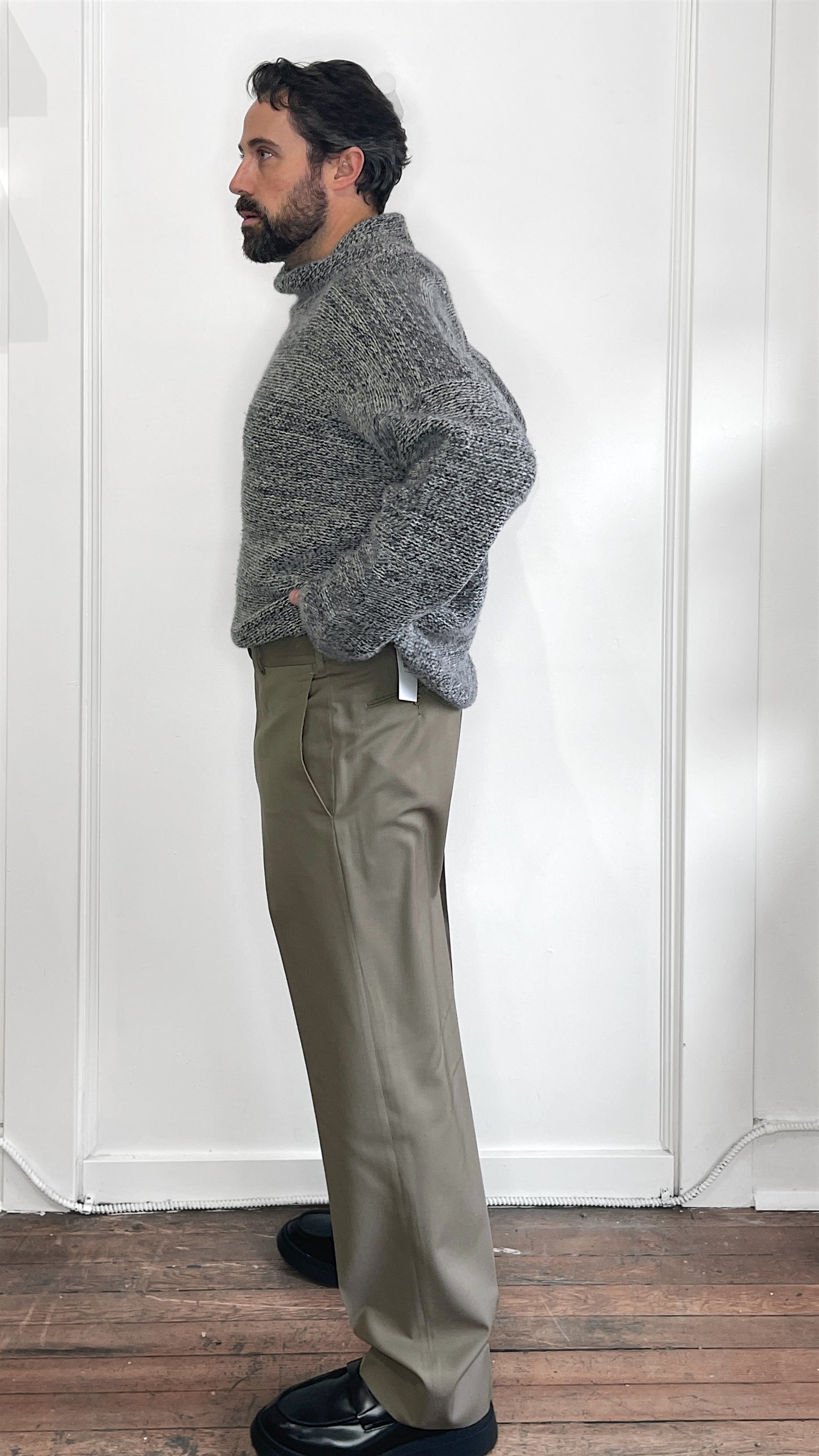 Giorgio Armani Grey Melange Wool Blend Turtleneck Sweater 42