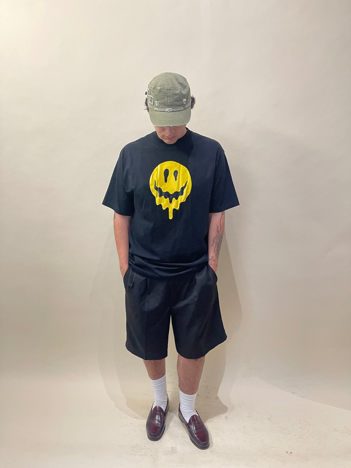Balenciaga Black & Yellow Smiley Print SS T-Shirt Medium - M