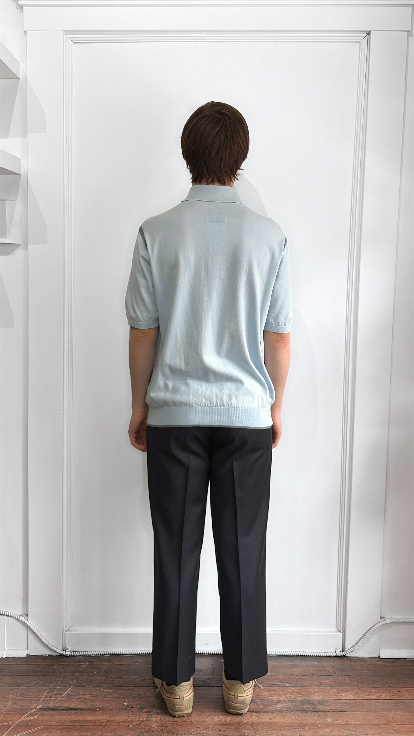 Paul Smith Baby Blue Organic Cotton Knit SS Polo Shirt Large