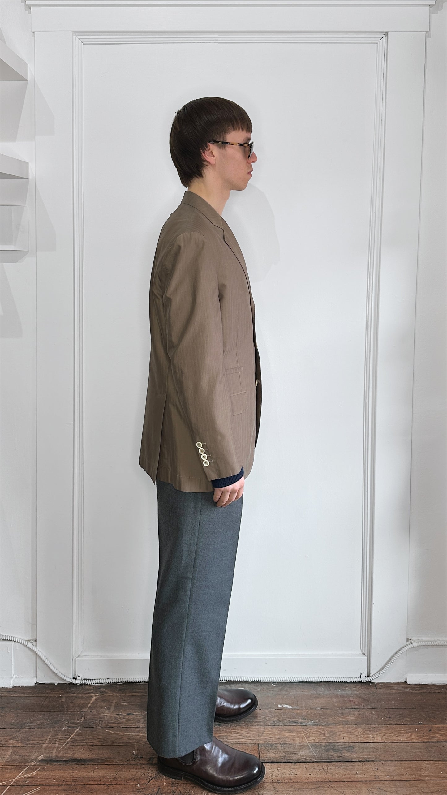 Brunello Cucinelli Light Brown Herringbone Cotton Sport Coat 40
