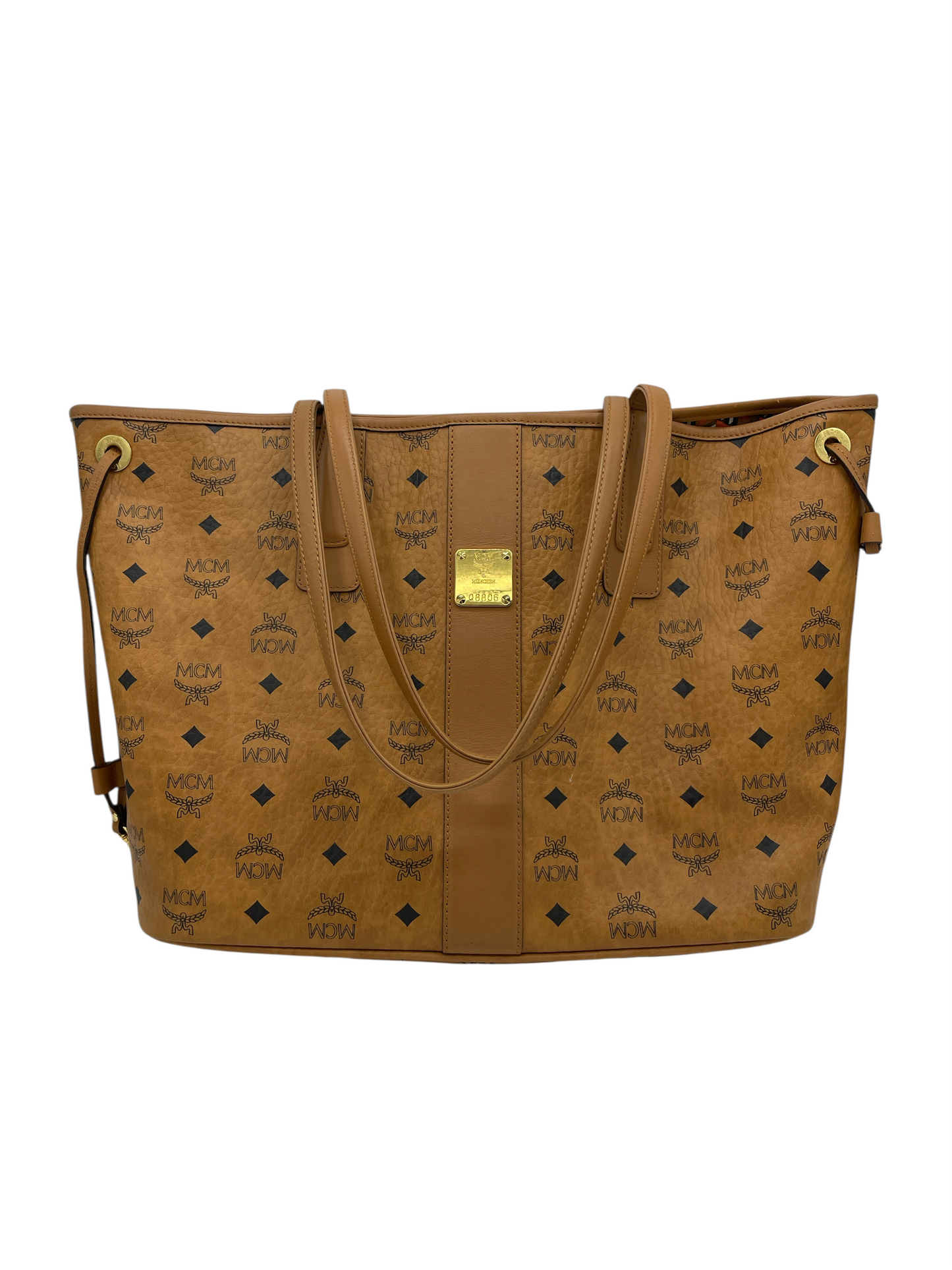 MCM Tan Leather Monogram Liz Shopper Tote