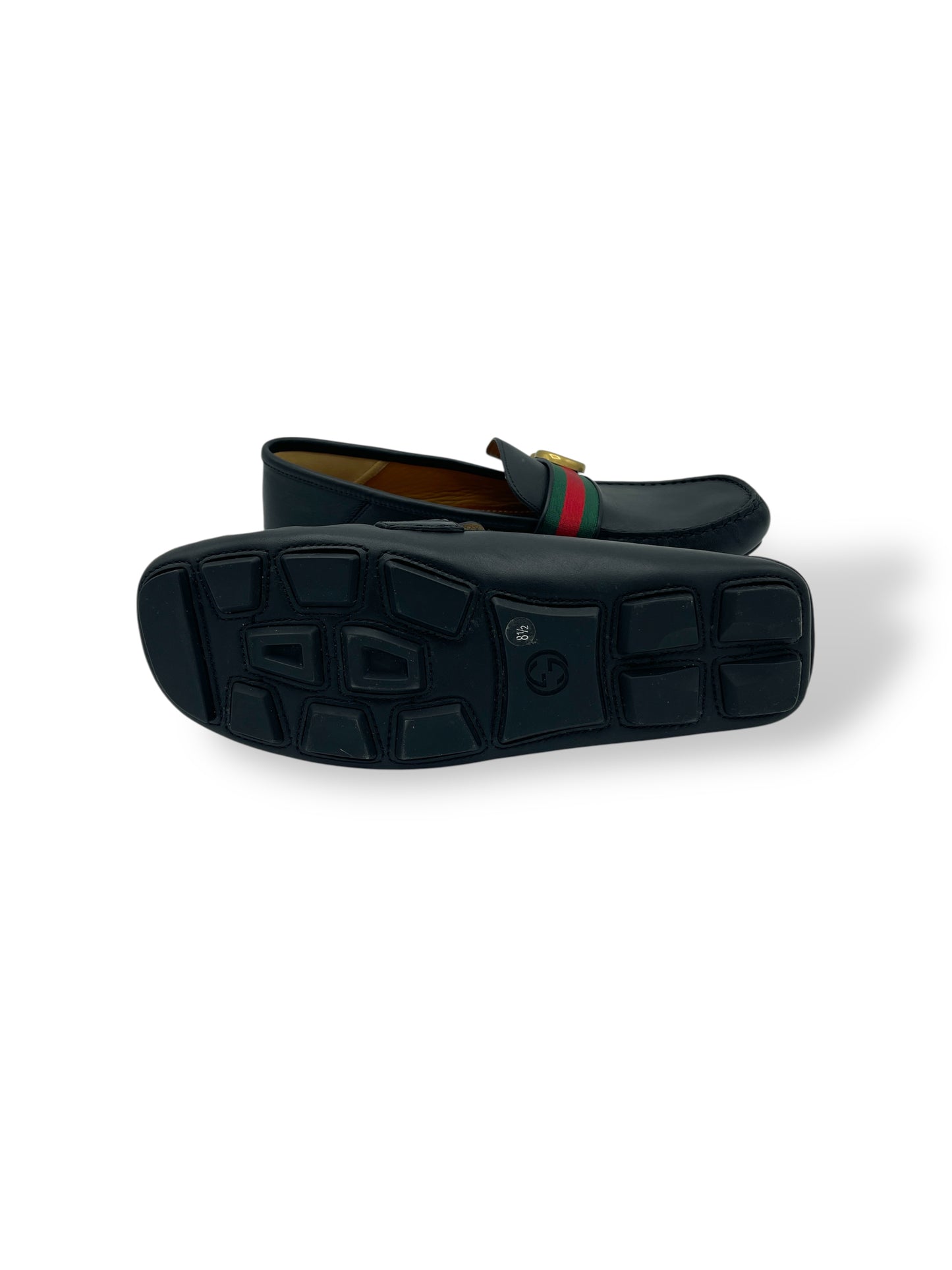 Gucci Black Leather GG Logo Driving Loafers 8.5 M / 10 W