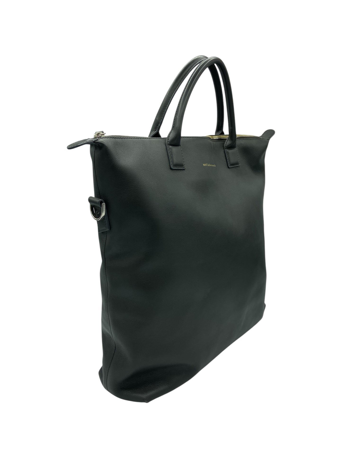 Want Les Essentiels Dark Grey Grained Leather Tote Bag