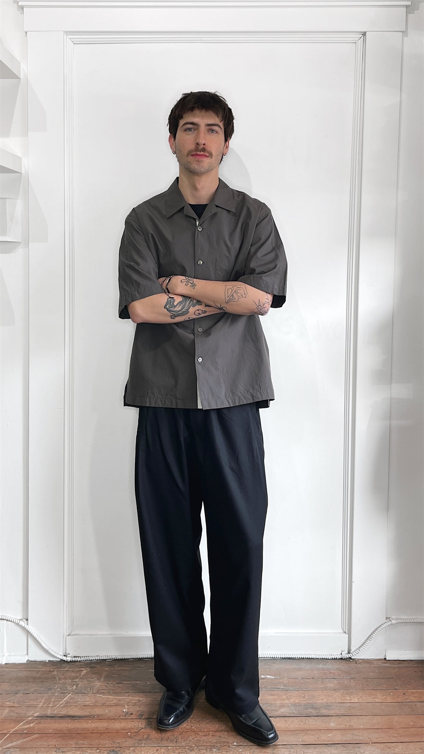 Uniqlo +J Dark Grey SS Oversized Camp Collar Shirt Large