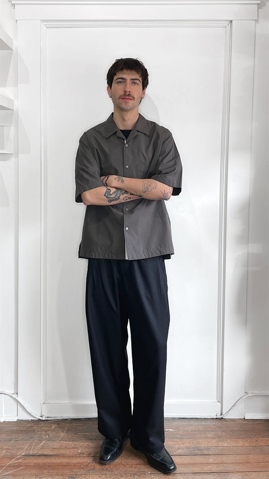 Uniqlo +J Dark Grey SS Oversized Camp Collar Shirt Large